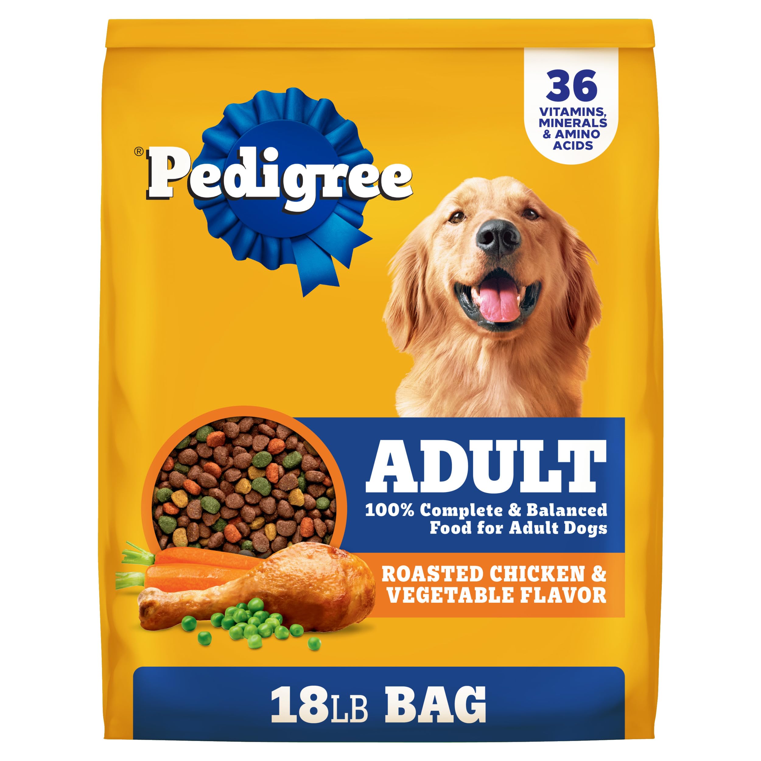 Pedigree Complete Nutrition Adult Dry Dog Food Roasted Chicken & Vegetable Flavor, 18 lb. Bag