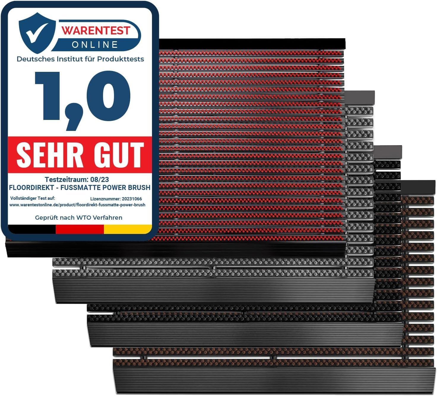 KARAT Alfombra de puerta Power Brush – Cepillo eléctrico – Cepillo eléctrico – Cepillo de alto rendimiento – Interior y exterior utilizable – No necesita capa de color gris, 60 x 90 cm