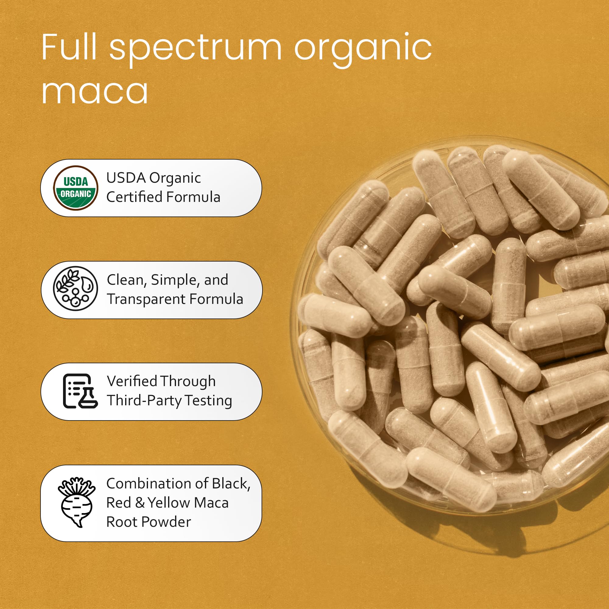 NaturaLife Labs Organic Maca Root – Black, Red & Yellow – 1900 mg per Serving – 150 Capsules – Gelatinized Peruvian Maca – Non-GMO, Gluten-Free, Vegan — Amazon image 4