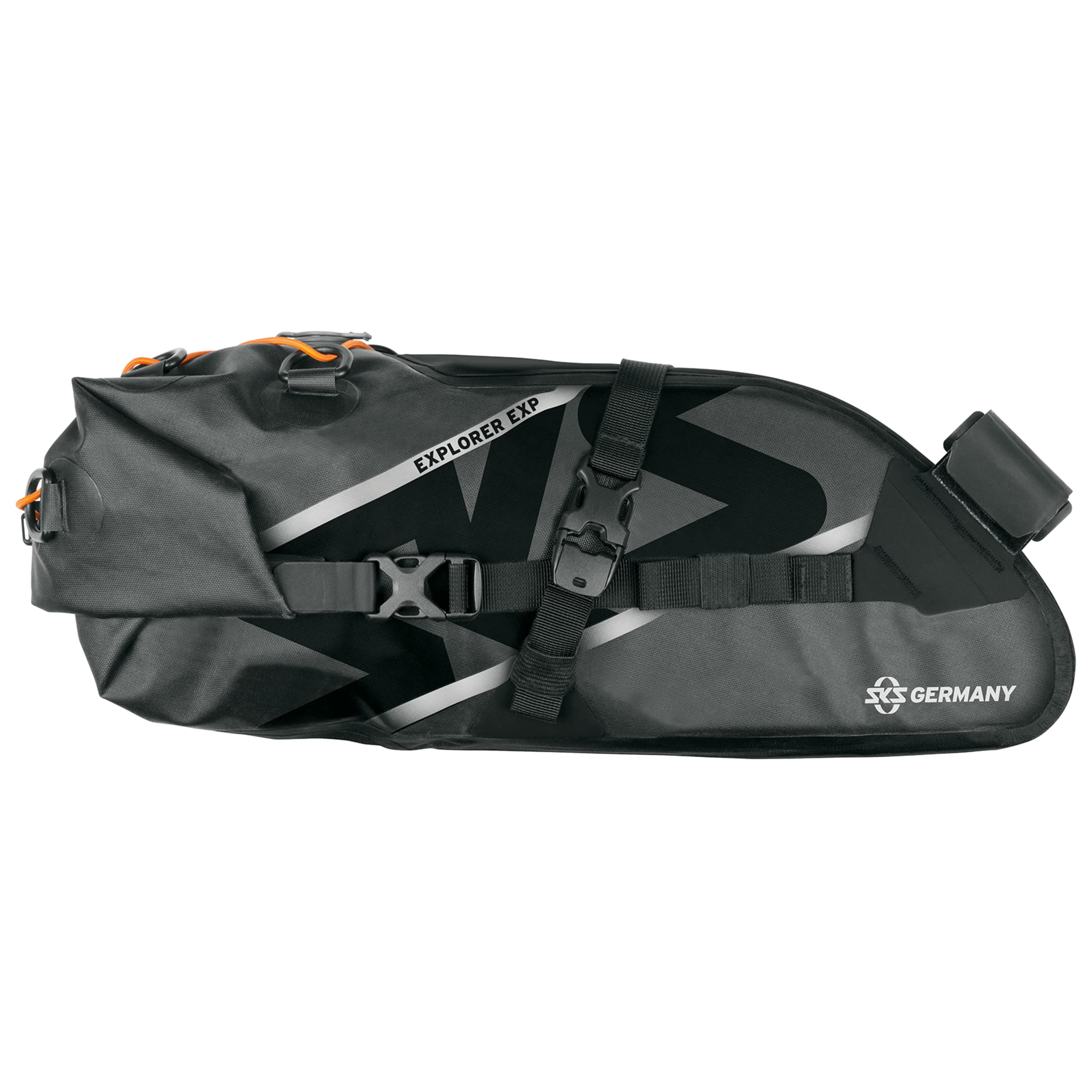 SKS GERMANY Explorer EXP. SADDLEBAG Sacoche de Selle étanche, Accessoires de vélo (Sacoche de vélo avec Garde-Boue pour Une Fixation sans Outils, Sangles réglables, Filet de Rangement Inclus)