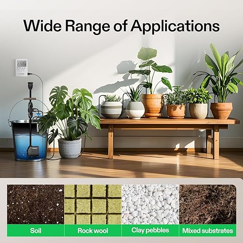 Miniatura 6 de VIVOSUN Kits de riego por goteo automático profesional, salida de 15 W, kit de cultivo profesional todo en uno, incluye bomba, temporizador y