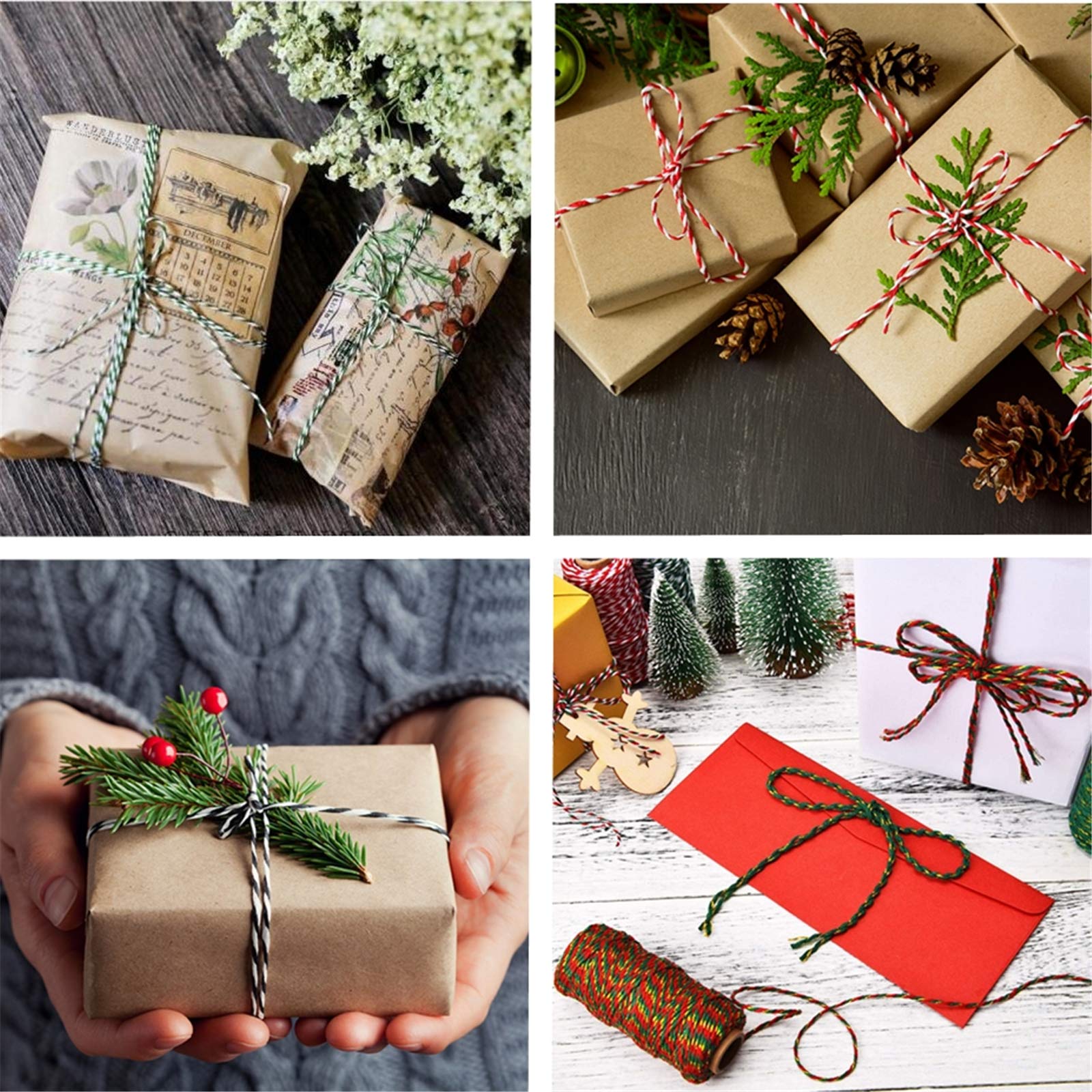 1 Roll 2mm 109 Yard Colourful Cotton Cord Bakers Twine DIY Crafts Gift Wrapping Christmas Wedding Home Decor String Rope (Orange+Black+White)