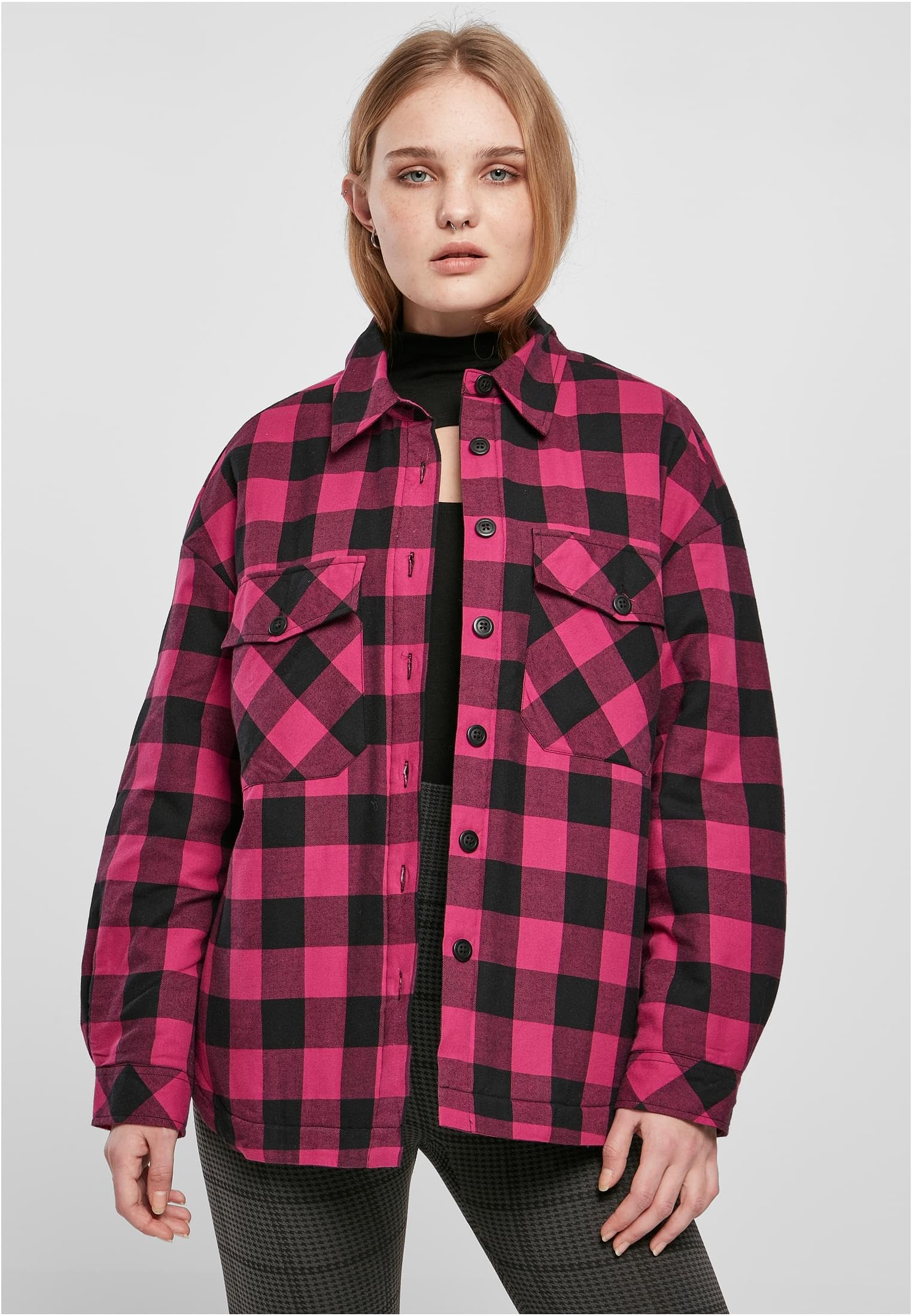 Urban Classics Damen Ladies Flanell Padded Overshirt