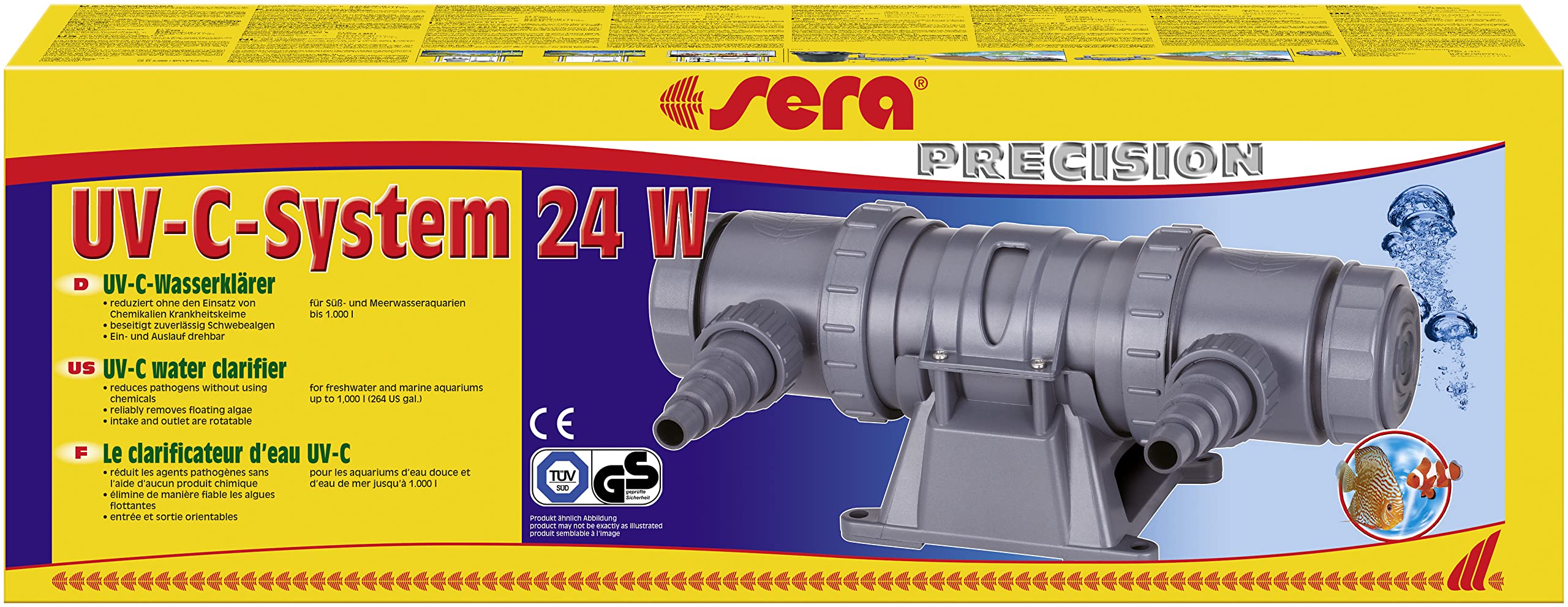 sera 08249 system UV-C, 24 W, wydajna oczyszczacz wody UV-C, przeciw zielonej wodzie, algom i czynnikom chorobotwórczym – bez użycia środków chemicznych – UVC lub UV-C lub oczyszczacza stawu