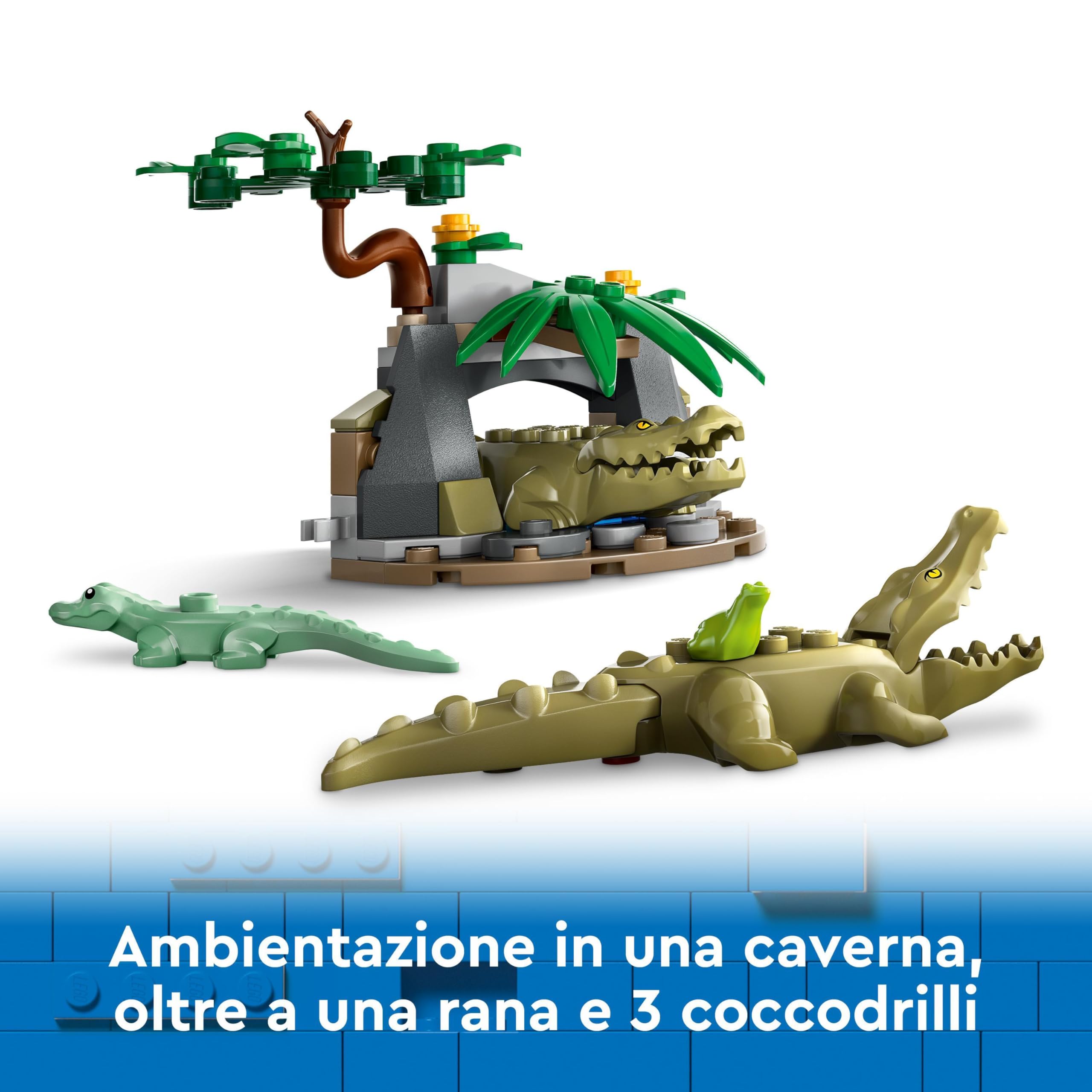 LEGO City Idrovolante dell’Esploratore della Giungla, Aereo Giocattolo da Costruire con 2 Minifigure, 3 Action Figure di Coccodrillo e una Rana, Giochi Creativi per Bambini e Bambine da 6 Anni 60425