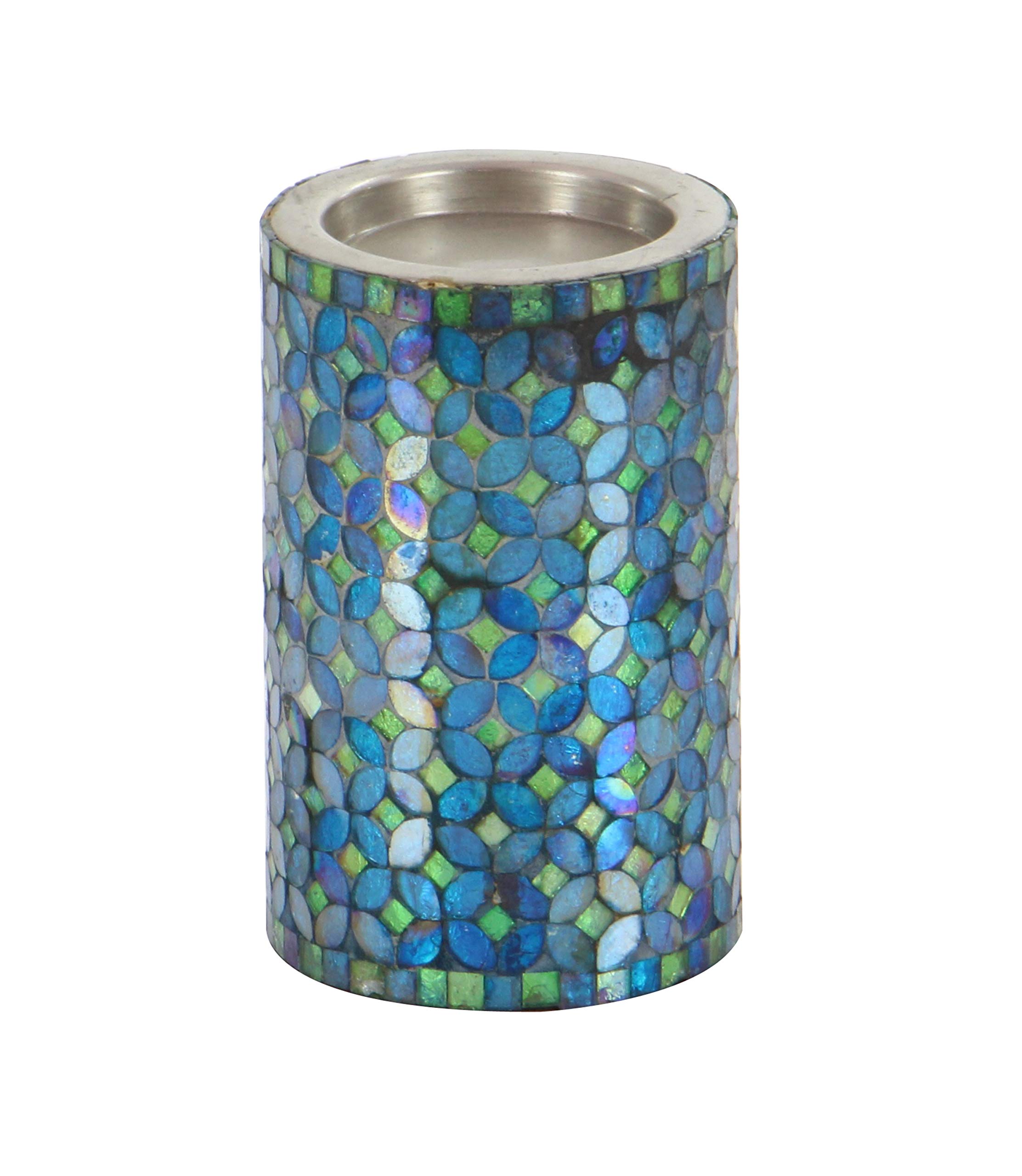 Deco 79 Metal Mosaic Candle Holder, 10 by 7 by 4-Inch, Set of 3