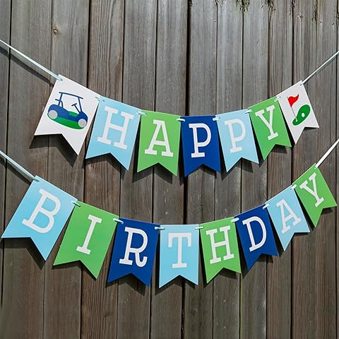 Golf Happy Birthday Banner - Happy Birthday Decorations, Golf Themed Party Supplies...