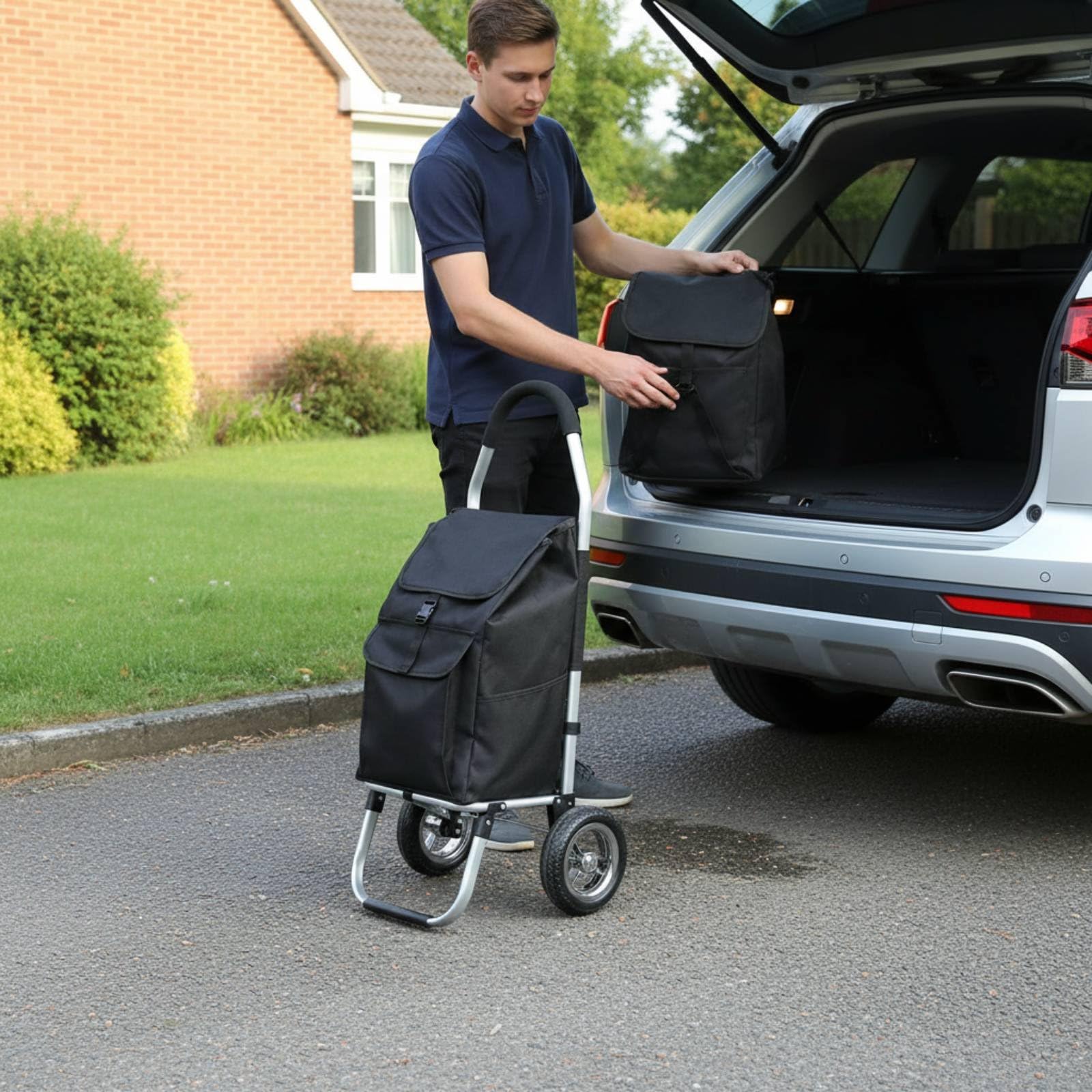 Gralara Carro Plegable Plegable de Aluminio Ligero Carro de la con Bolsa Gran Capacidad Transporte para Viaje