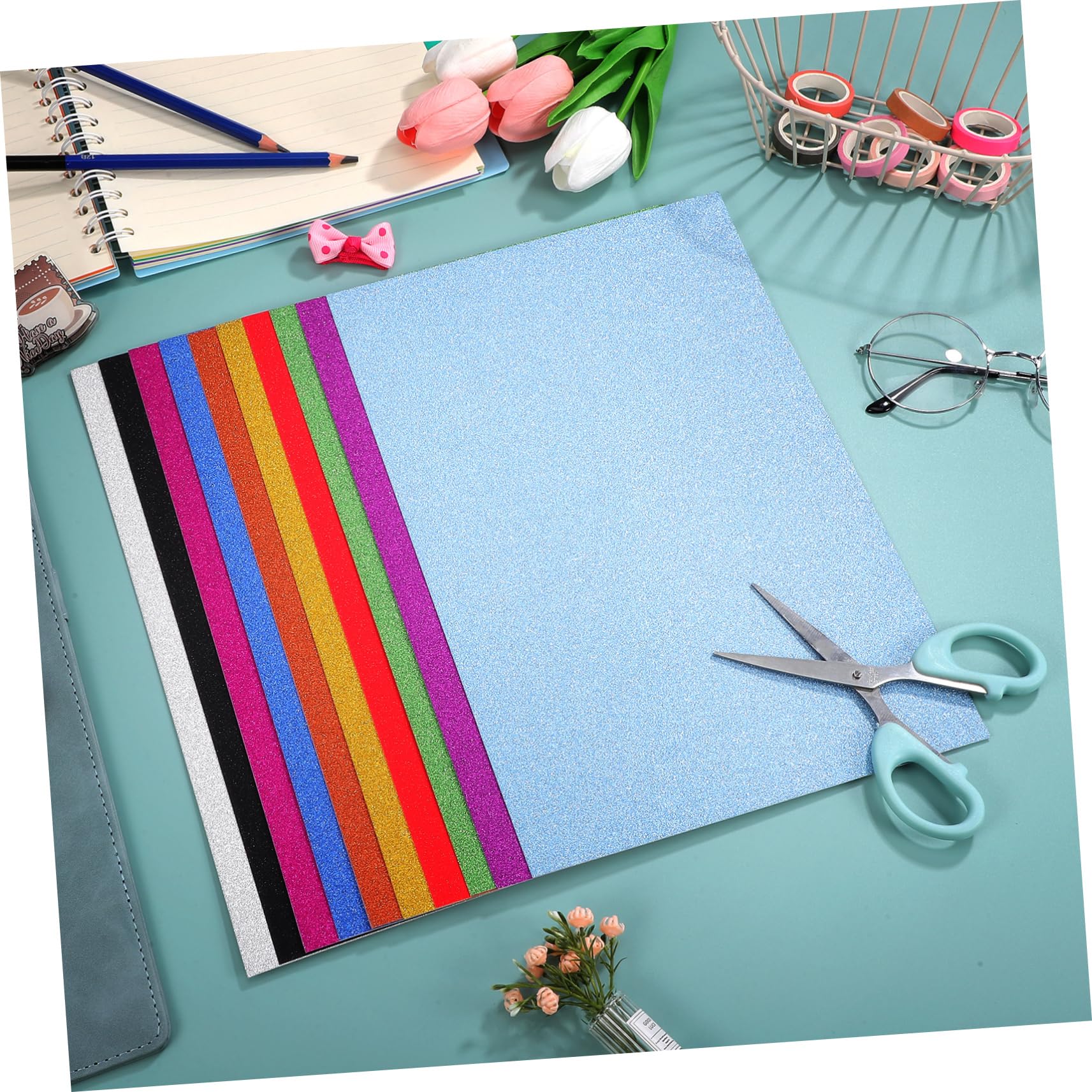 Holibanna Cartoncino Glitterato 60 Fogli 250g Antirottura per Origami e Artigianato Creativo Colore Casuale