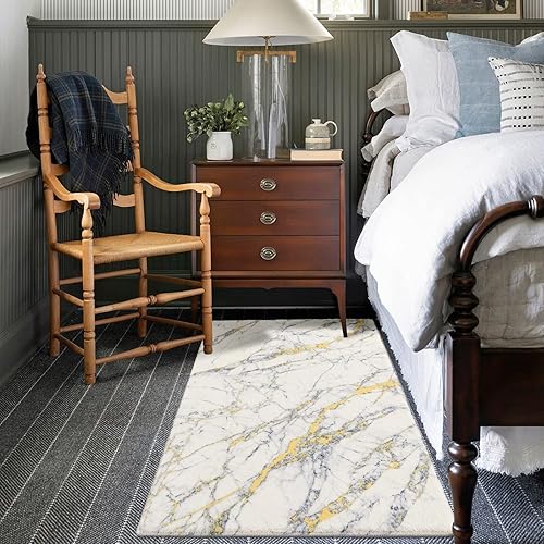 Miniatura 5 de Alfombra moderna de terciopelo con diseño de mármol, alfombra contemporánea y elegante de microfibra suave para puerta, para entrada, mesita de