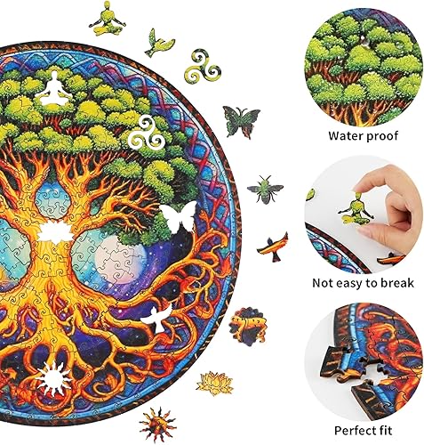 Miniatura 3 de KAAYEE Rompecabezas de madera para adultos, 297 piezas, tamaño M, círculo de madera, rompecabezas de madera para adultos, árbol exuberante de la