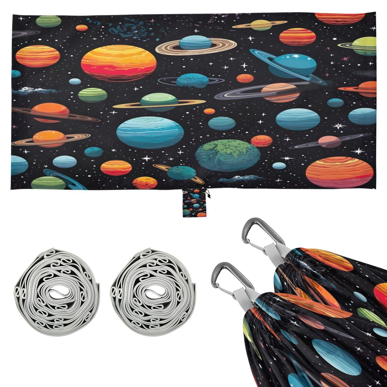 ATTX Galaxy Planets Camping Hammock - Lightweight & Portable Hammocks, Heavy Duty 330lbs Capacity for Indoor, Hiking, Backpacking, Travel, Backyard, Beach#257