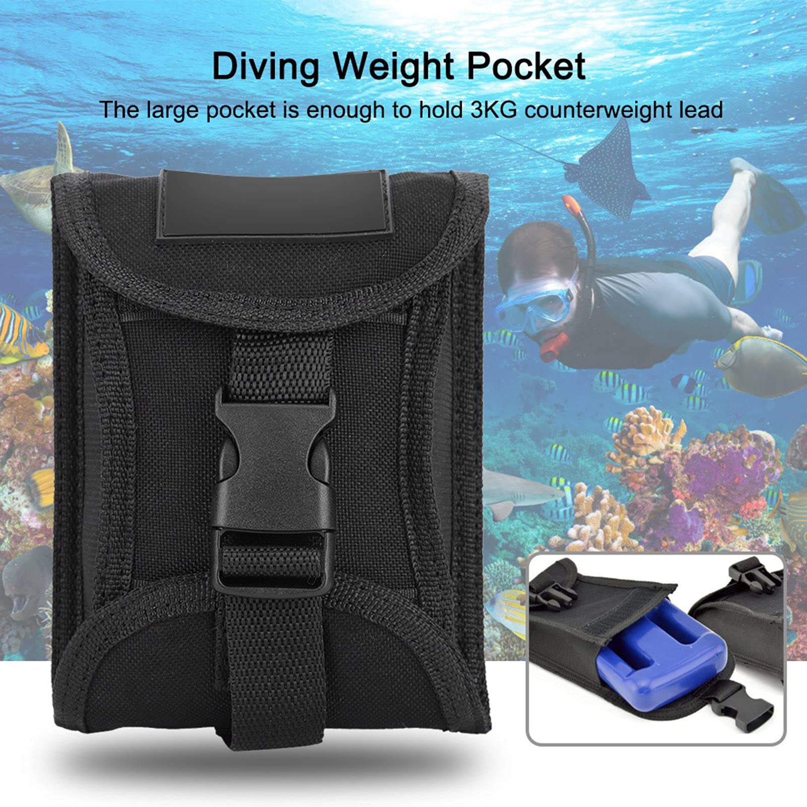 KIMISS Keep Diving 3KG, Bolsillo para Cinturón con Cierre Rápido Dive Rite Scuba Diving Peso Cuchillo Hebilla (Rojo)