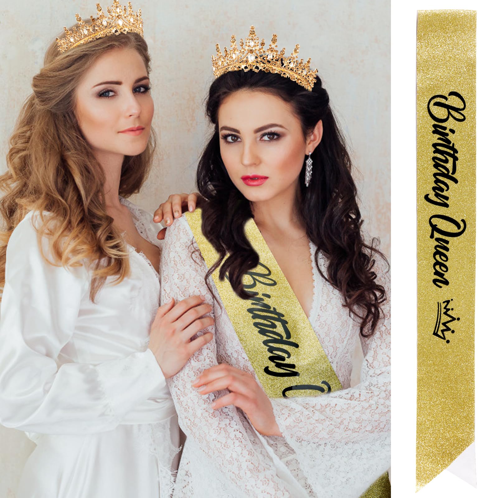 Elegant Gold Crystal Tiara Crown - Women Accessories Queen Crown, Gold Princess Tiaras and Crowns Wedding Tiara  main image 2