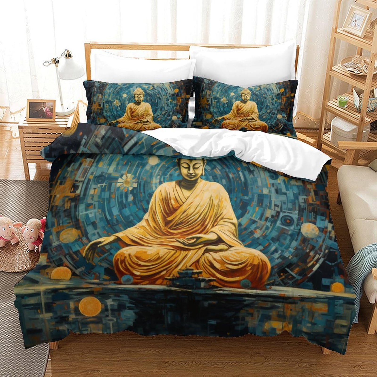 Housse de couette Bouddha fermeture éclair pour un lit King Size infroissable