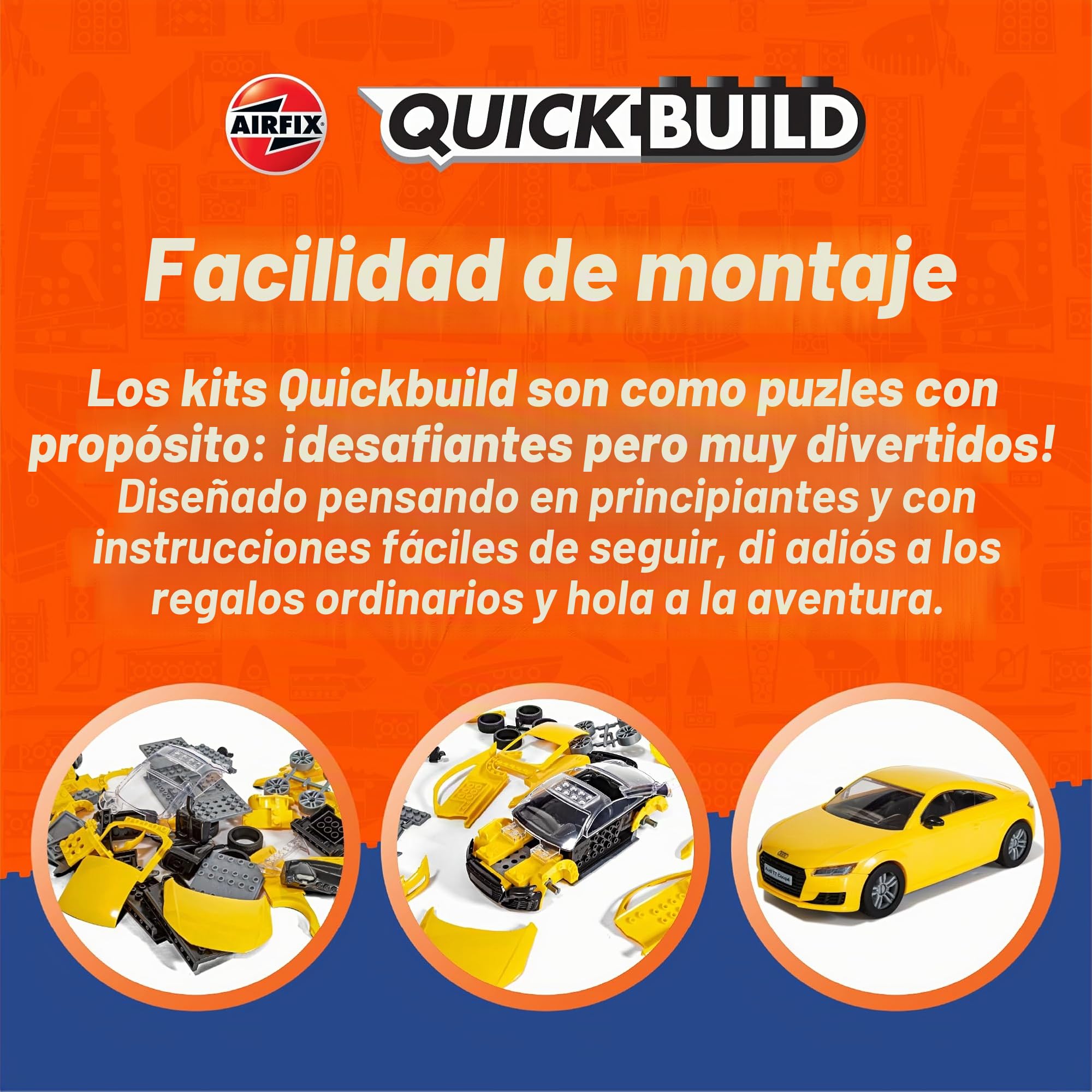 Airfix Kit de construcción de Coche QUICKBUILD - J6054 Audi TT Coupé Azul, Kit de construcción para niños a Partir de 6 años, Juguetes de construcción para niños y niñas