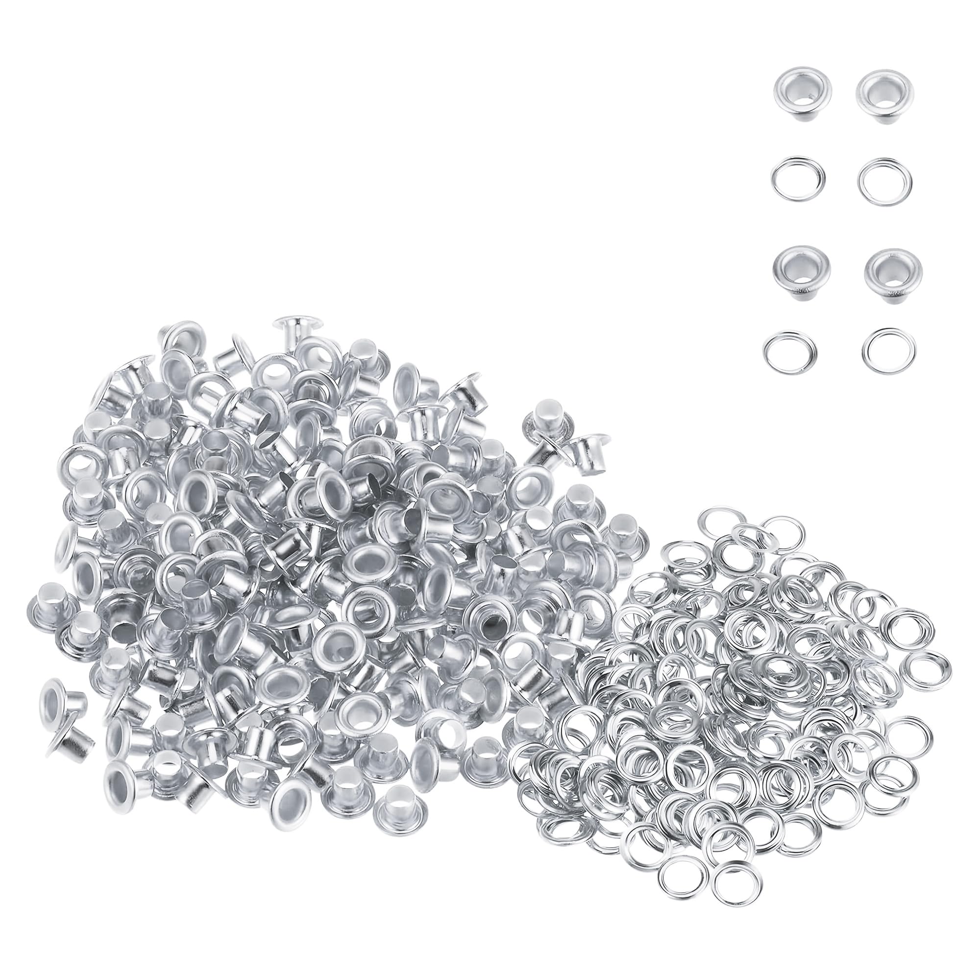 WedDecor 3mm Silver Brass Eyelets Grommets with Washers for Clothing, Baby Dolls, Sewing, Bags, Scrapbook, Leather Work, DIY Projects and Rust Proof, 100pcs