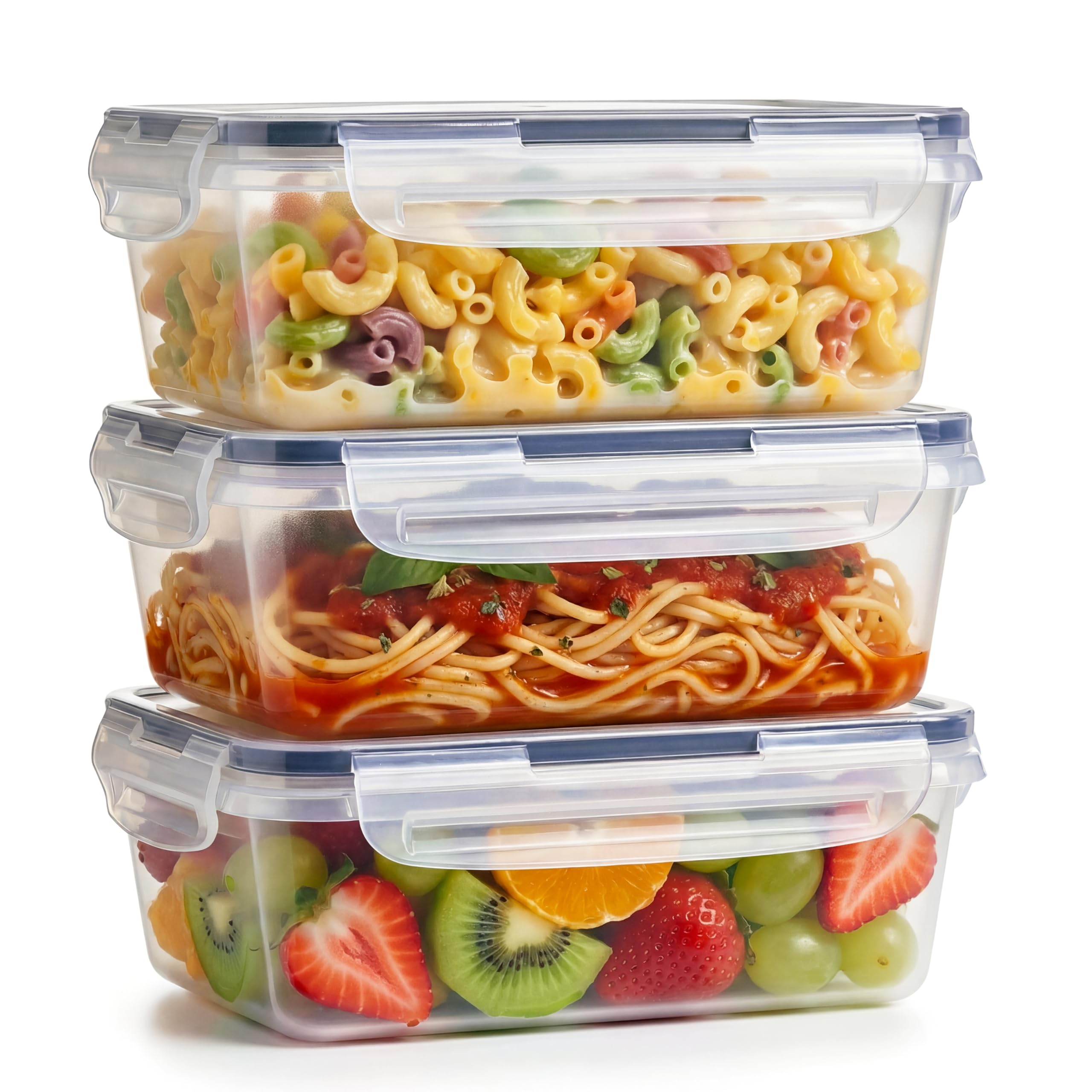 Barpre 3-Pack Food Storage Containers with Lids 1000ml - Airtight Leakproof Meal Prep Containers Reusable - Microwave, Freezer & Dishwasher Safe Plastic Lunch Box for Kitchen BPA Free