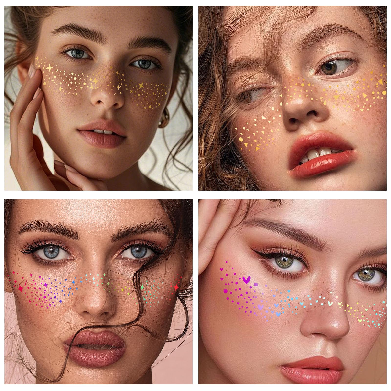 Gold Glitter Temporary Face Tattoos - Image 3