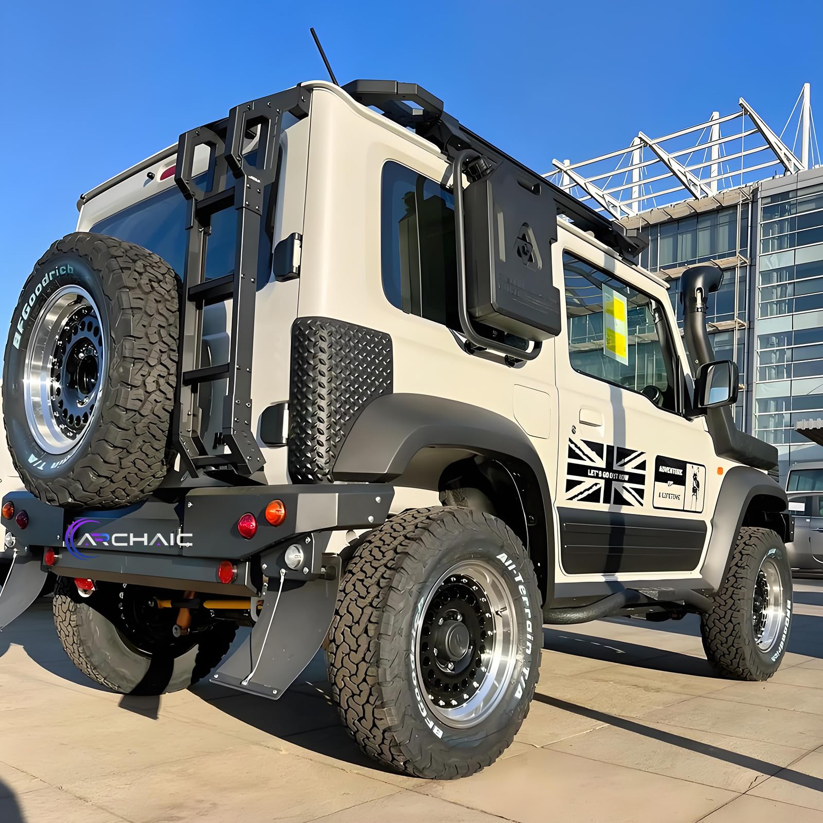 Archaic Heckklappenleiter für Suzuki Jimny Sierra JB64 JB74 2018–2024, Heckleiter, Geländeleiter für Jimny gl,Leichte Leiter aus Aluminiumlegierung, Heckleiter der Search-Serie