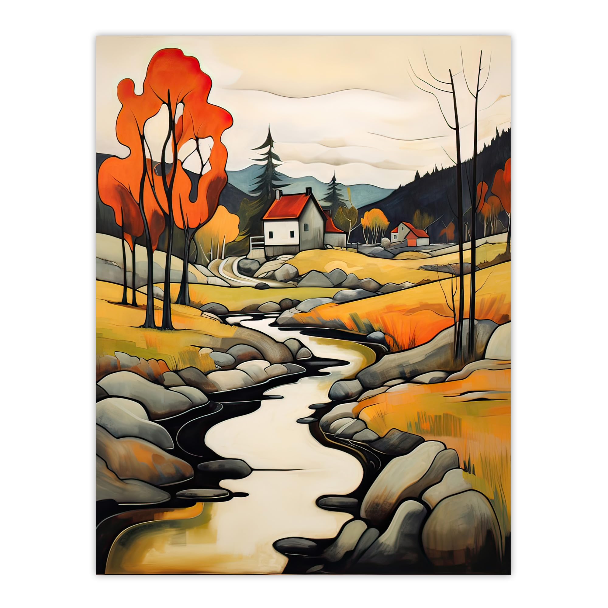 Artery8 Just Follow the River Countryside Autumn Landscape Large Wall Art Poster Print Thick Paper 18X24 Inch