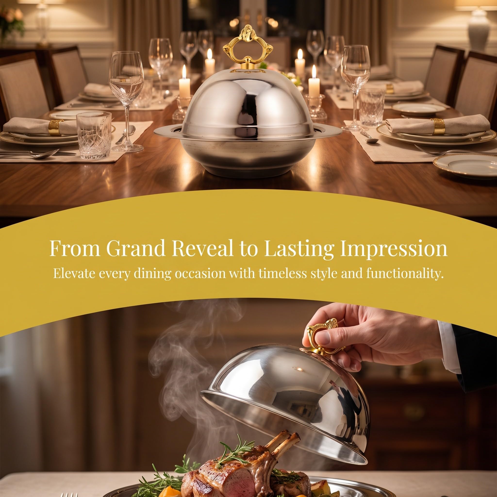SOLUSTRE 12'' Maselniczka ze stali nierdzewnej z pokrywką, kopułka