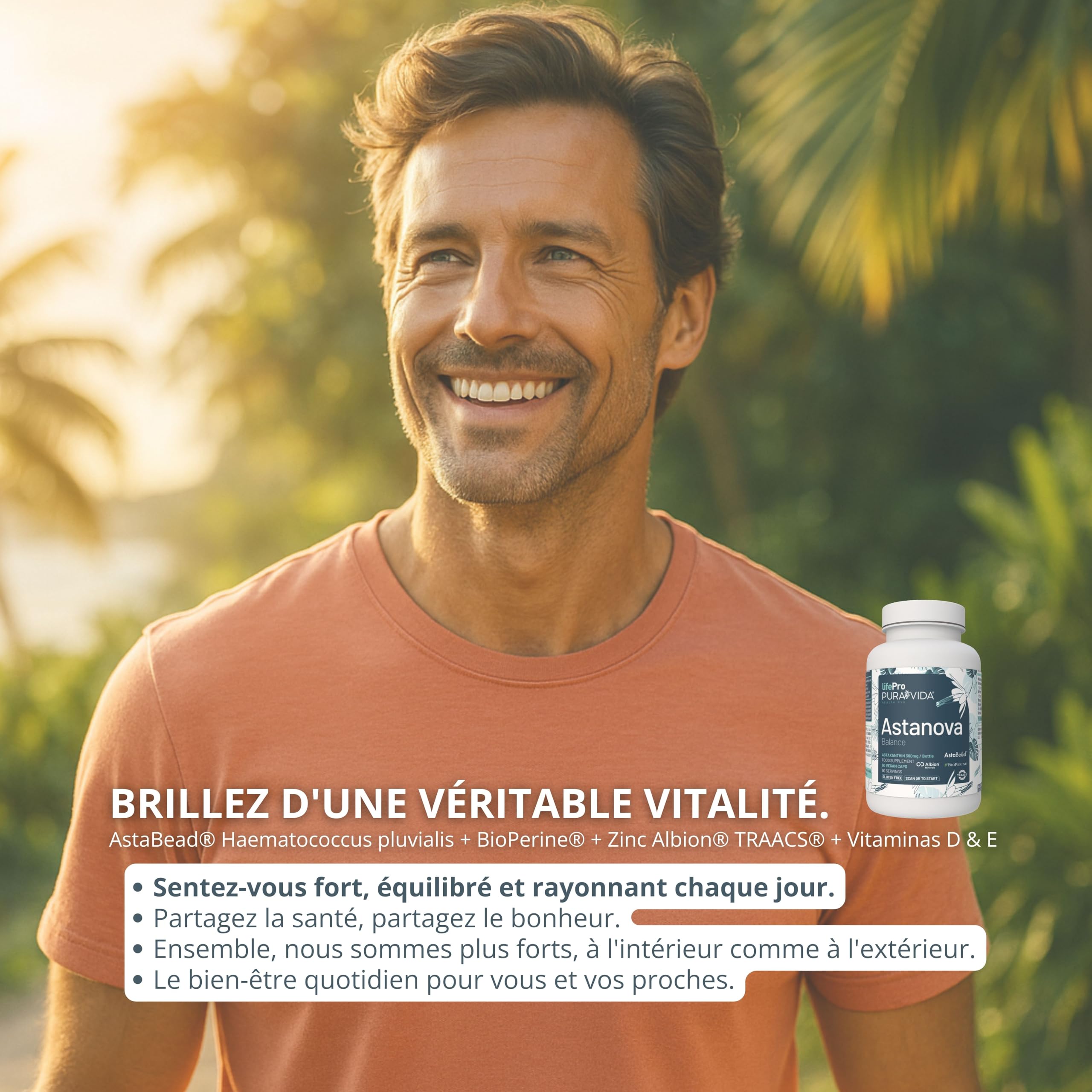 Life Pro Astanova Astaxanthine Pure 4mg avec Vitamine D3 E Zinc Sélénium, Antioxydant Puissant, 90 Gélules Véganes