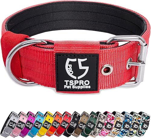 TSPRO Collar táctico para perro de 1.5 pulgadas de ancho, collar de perro fuerte de grado militar, collar grueso para perro, collar de perro
