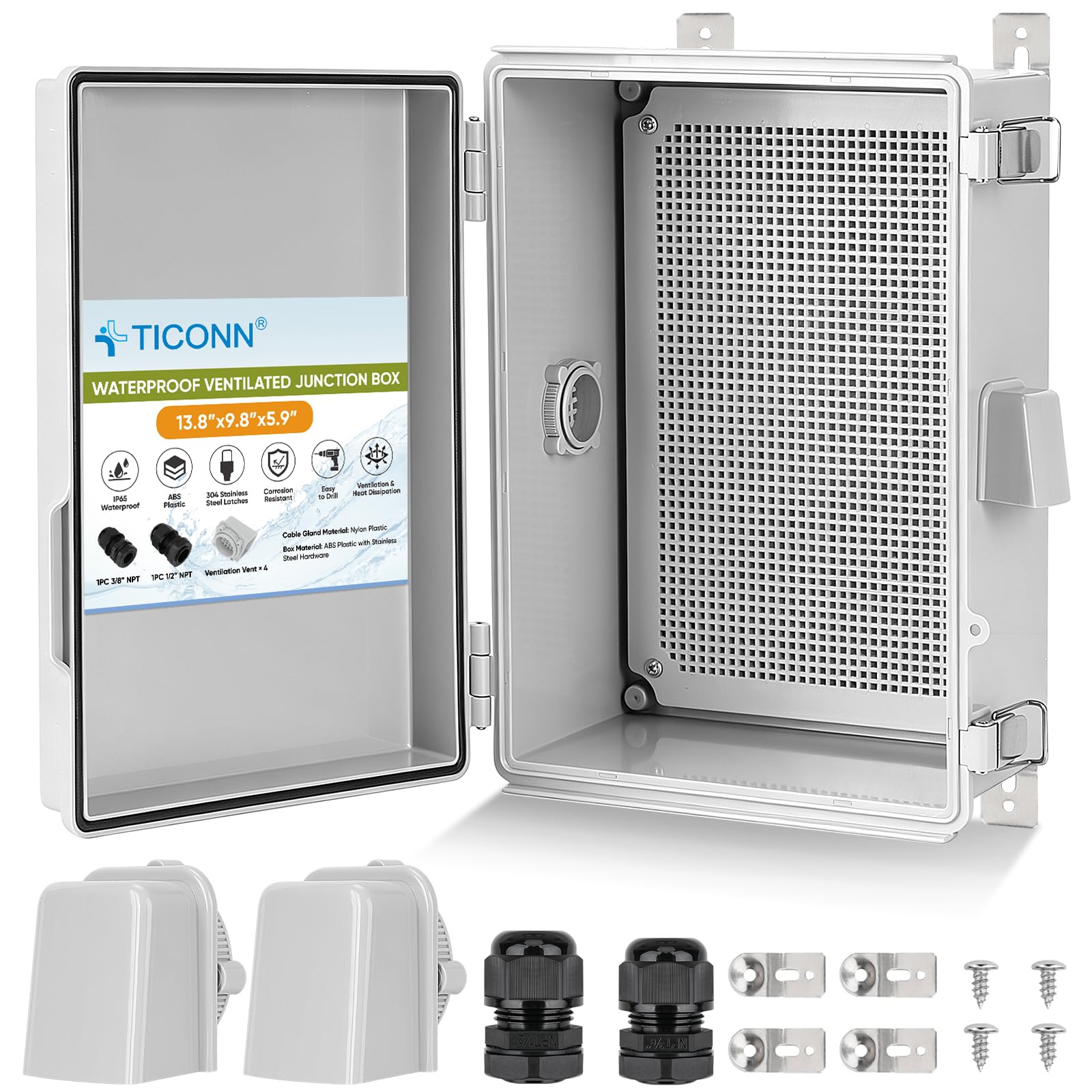 TICONN Outdoor Electrical Box with Ventilation Holes, IP65 Junction Box — Amazon image 10