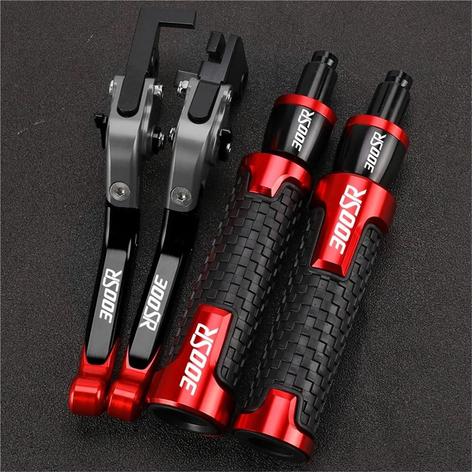 Gquikgw Red 2 Replace Motorcycle Foldable Adjustable Brake Clutch Levers Handlebar Grips Ends For Cfmoto 300Sr 300 Sr 2023 2024