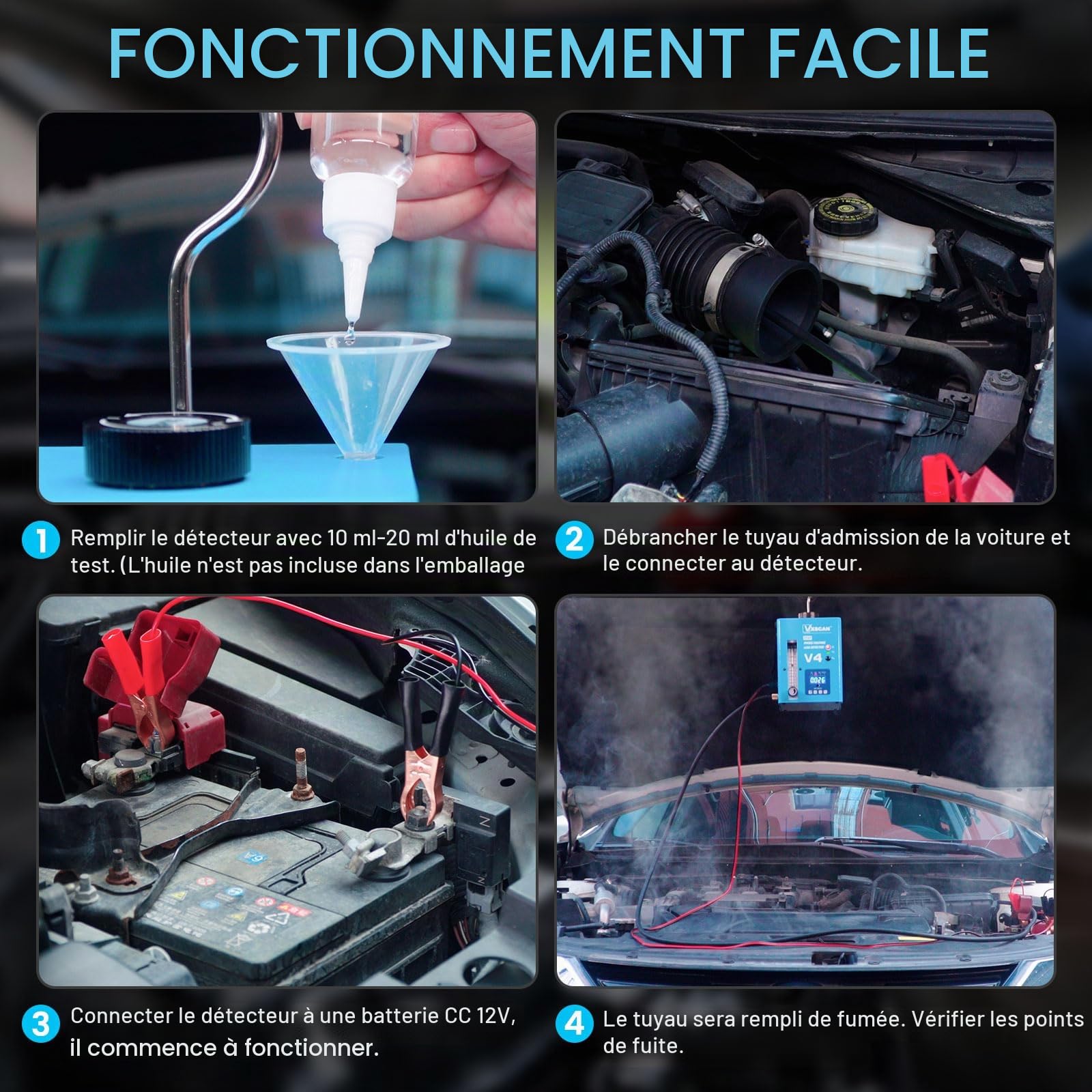 V4 Machine Fumée Voiture EVAP avec Manomètre Numérique et Débitmètre