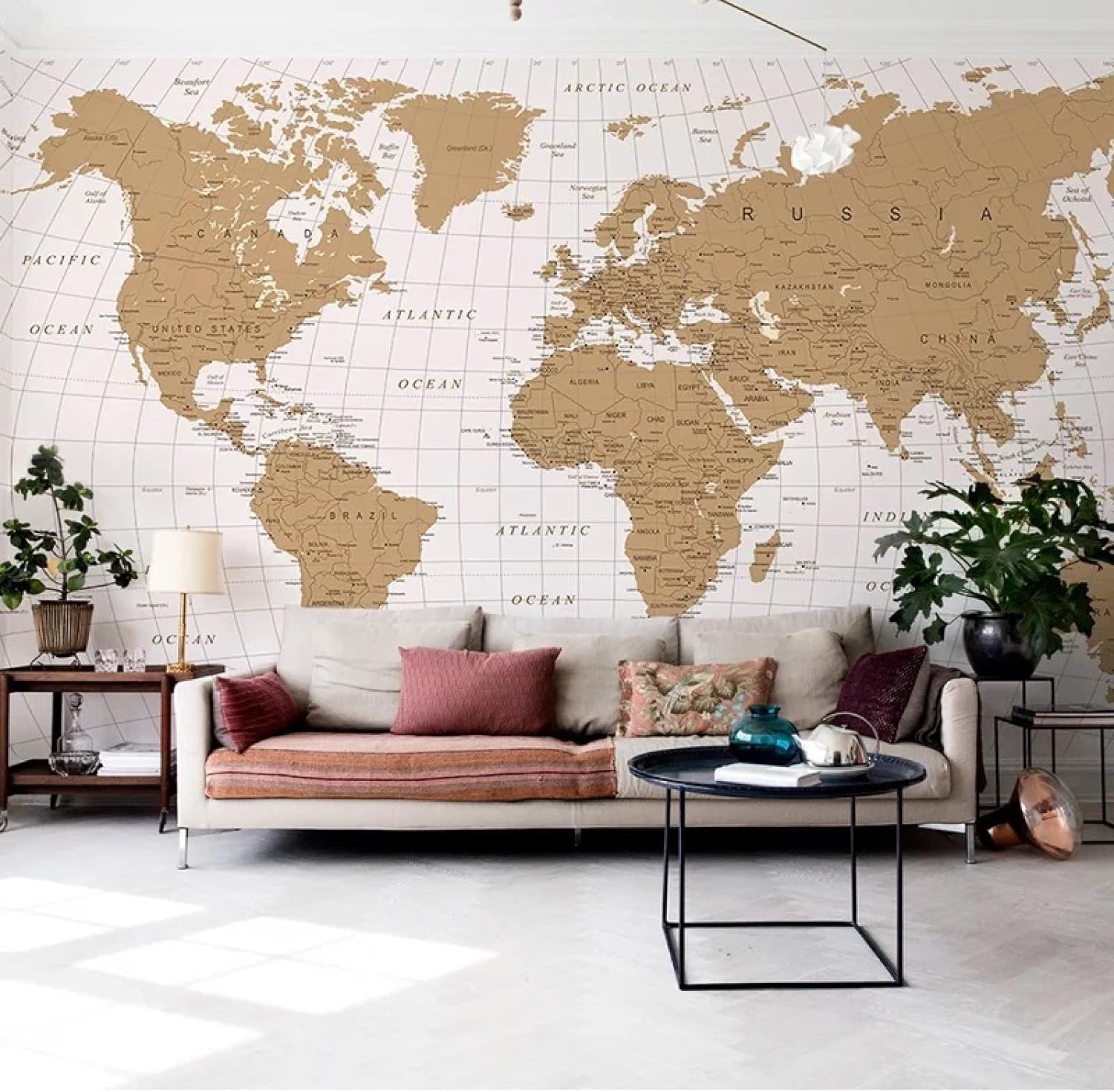 Papier Peint Autocollant 3D Carte du Monde : Rénovez un Mur Terne sans Colle ni Travaux