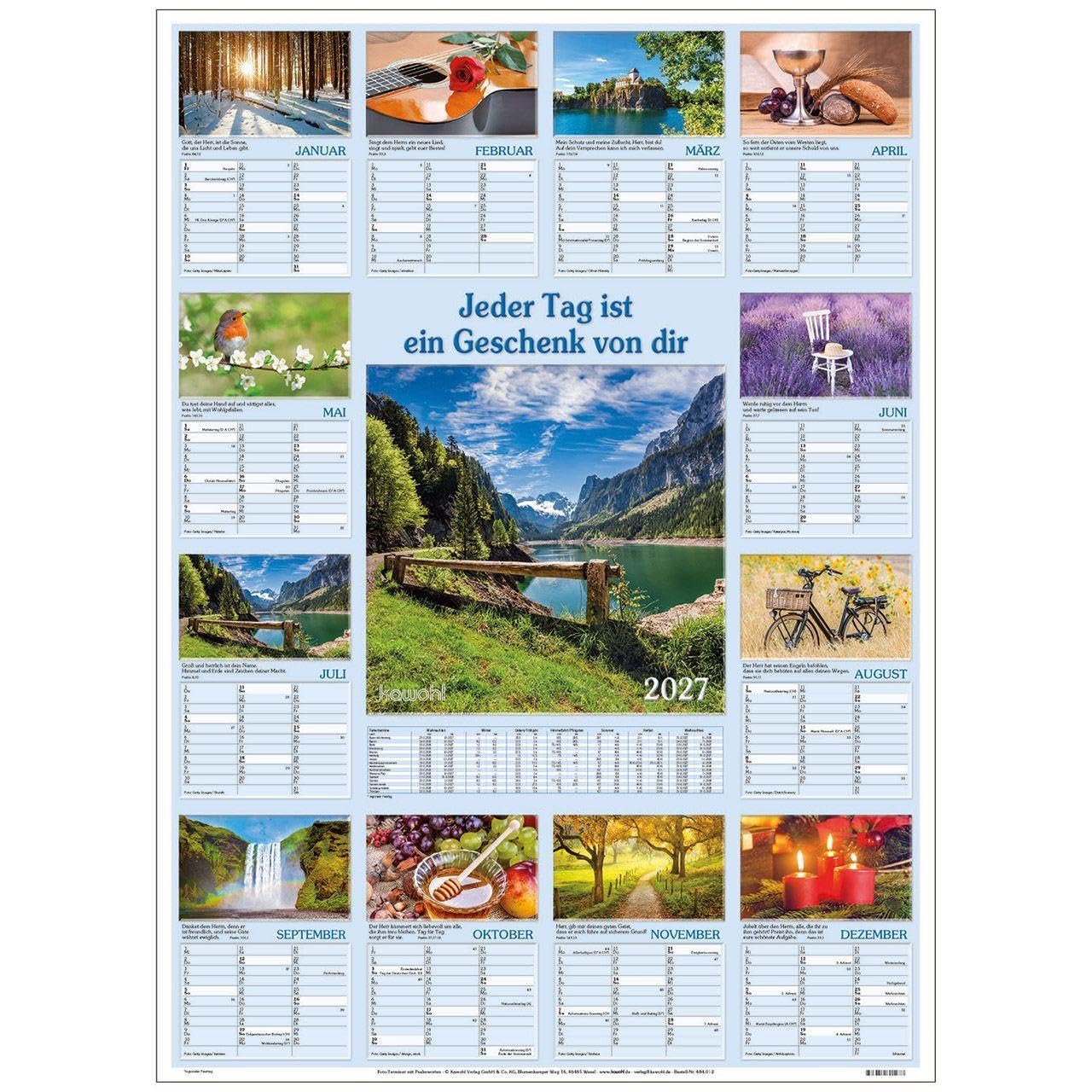 Jeder Tag ist ein Geschenk von dir 2027: Wandterminer mit Fotos und Psalmworten