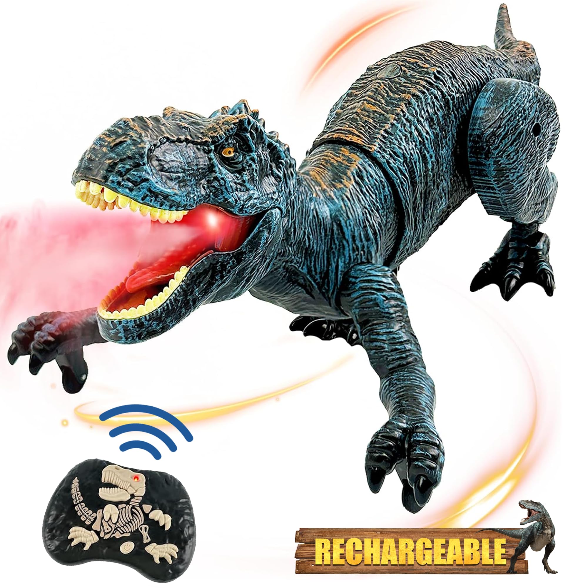 Upgraded Dinosaur Toys for Kids 3-5 5-7 Years Old, Remote Control Tyrannosaurus Rex with Light &Spray& Roar, Realistic RC Walking Dinosaur Toys for Kids 4 5 6 7 8 Stocking Stuffer