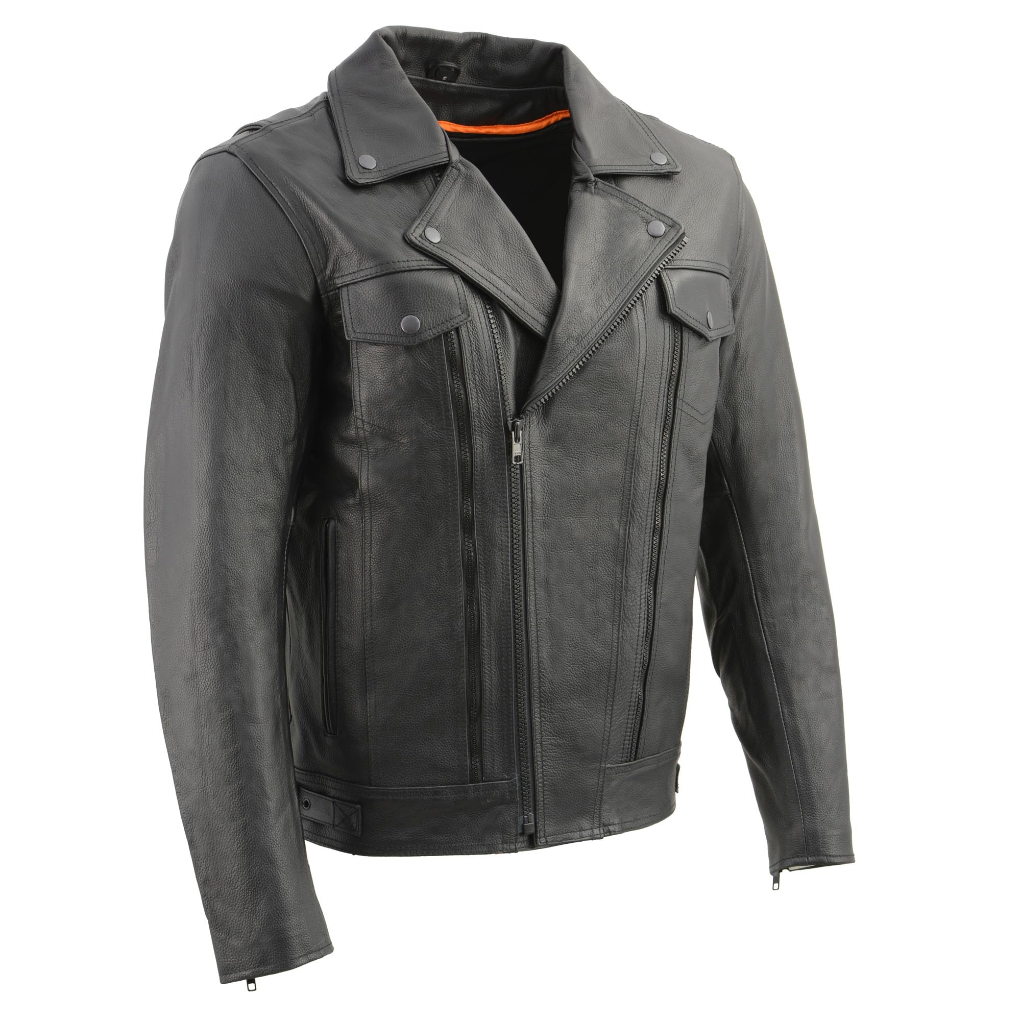 Milwaukee Leather Men's Utility Pocket Motorcycle Jacket Black (X-Large)