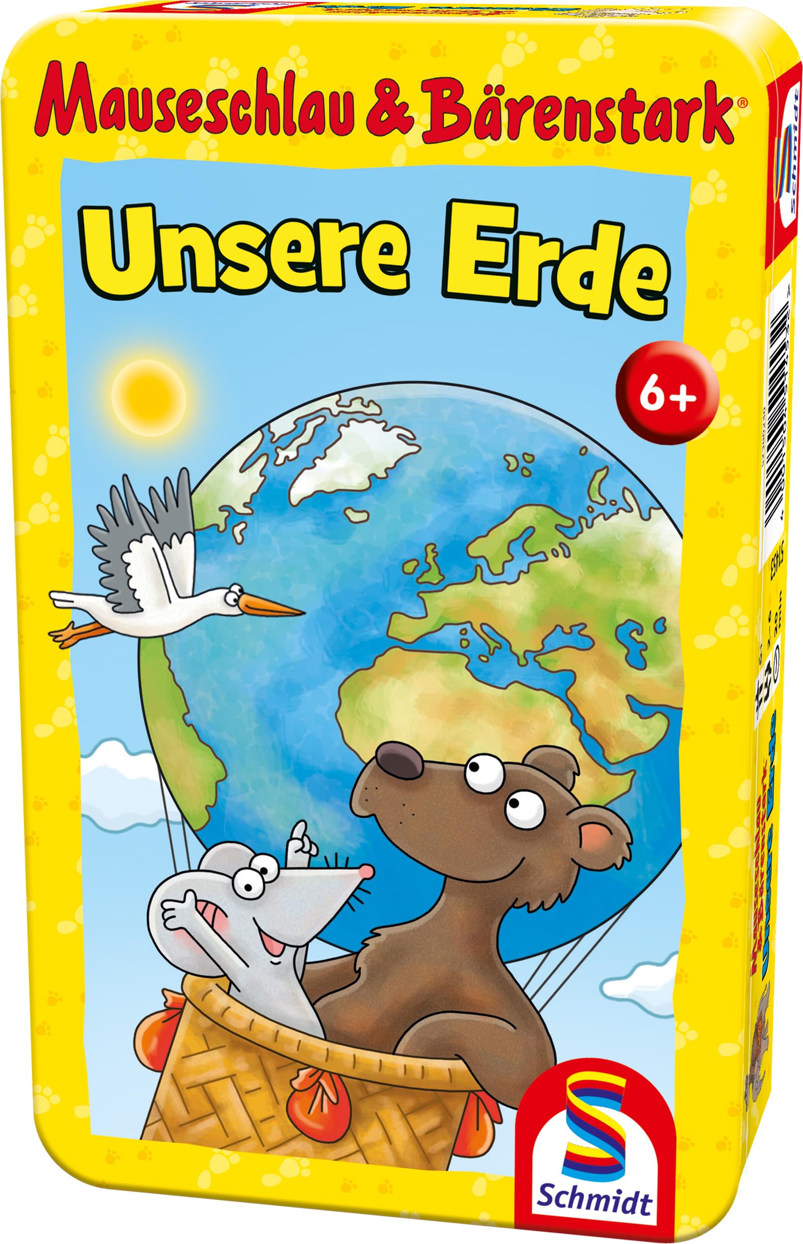 Schmidt Spiele 51453 Mouse and Bear Strong, Our Earth, Travel Game in Metal Tin