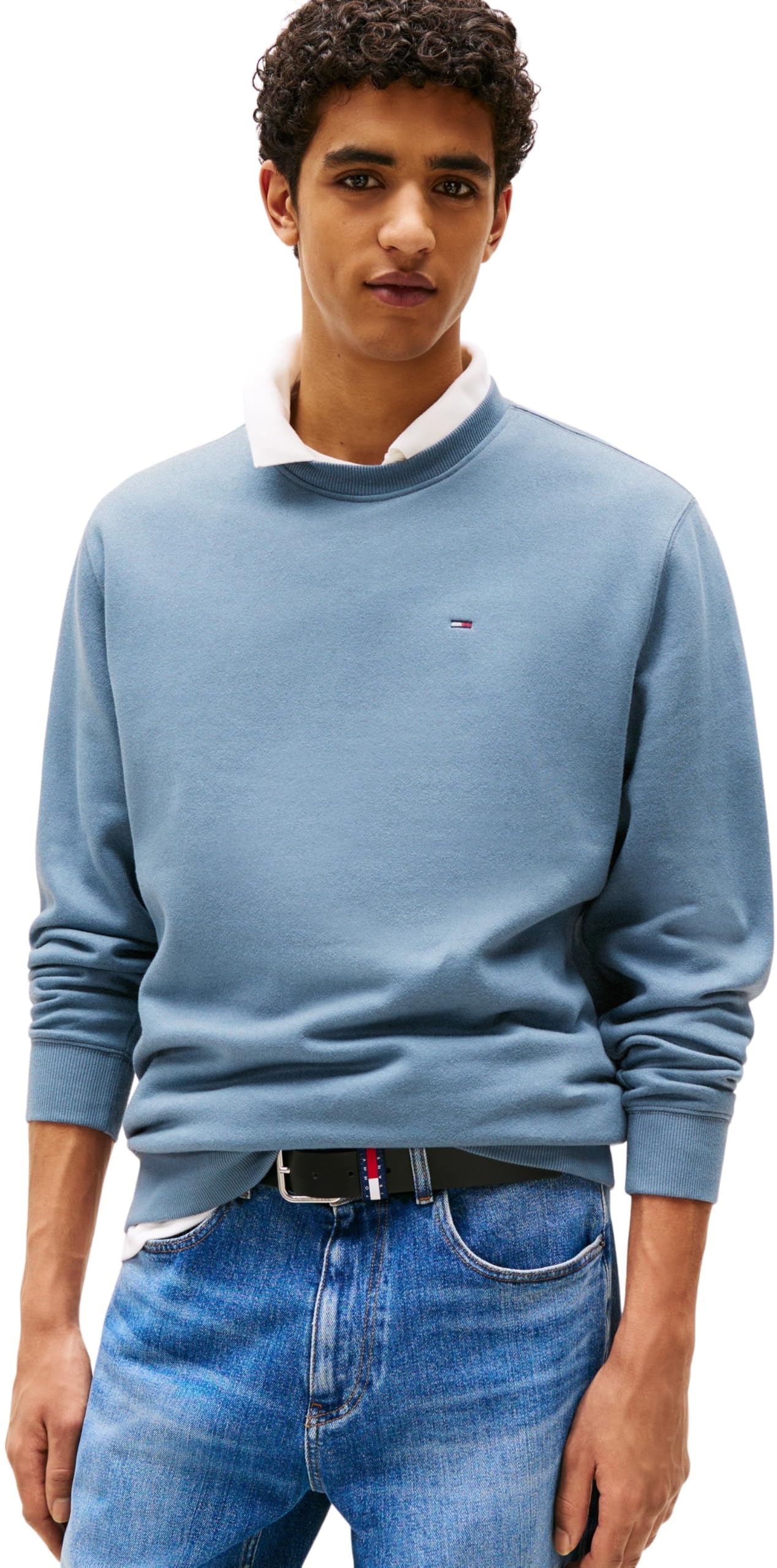 Tommy Jeans Herren Sweatshirt Regular Fit Flag Fleece Rundhalsausschnitt, Blau (Blue Moment), 3XL