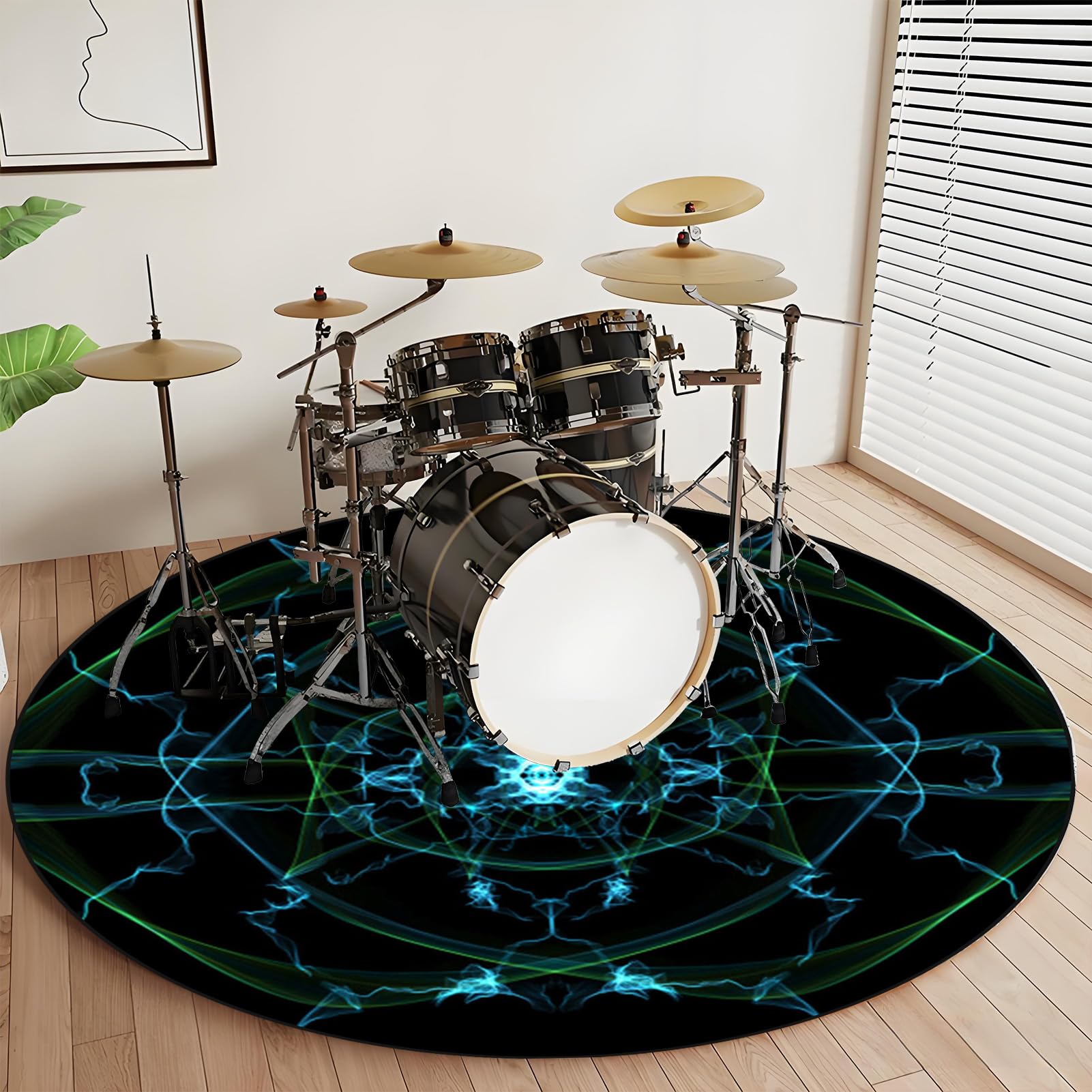 Profesjonalny dywanik perkusyjny E-Drum, okrągły dywanik bębnowy, antypoślizgowy dywan perkusyjny, bęben jazzowy, mata do instrumentu muzycznego, zestaw perkusyjny, dźwiękoszczelny koc
