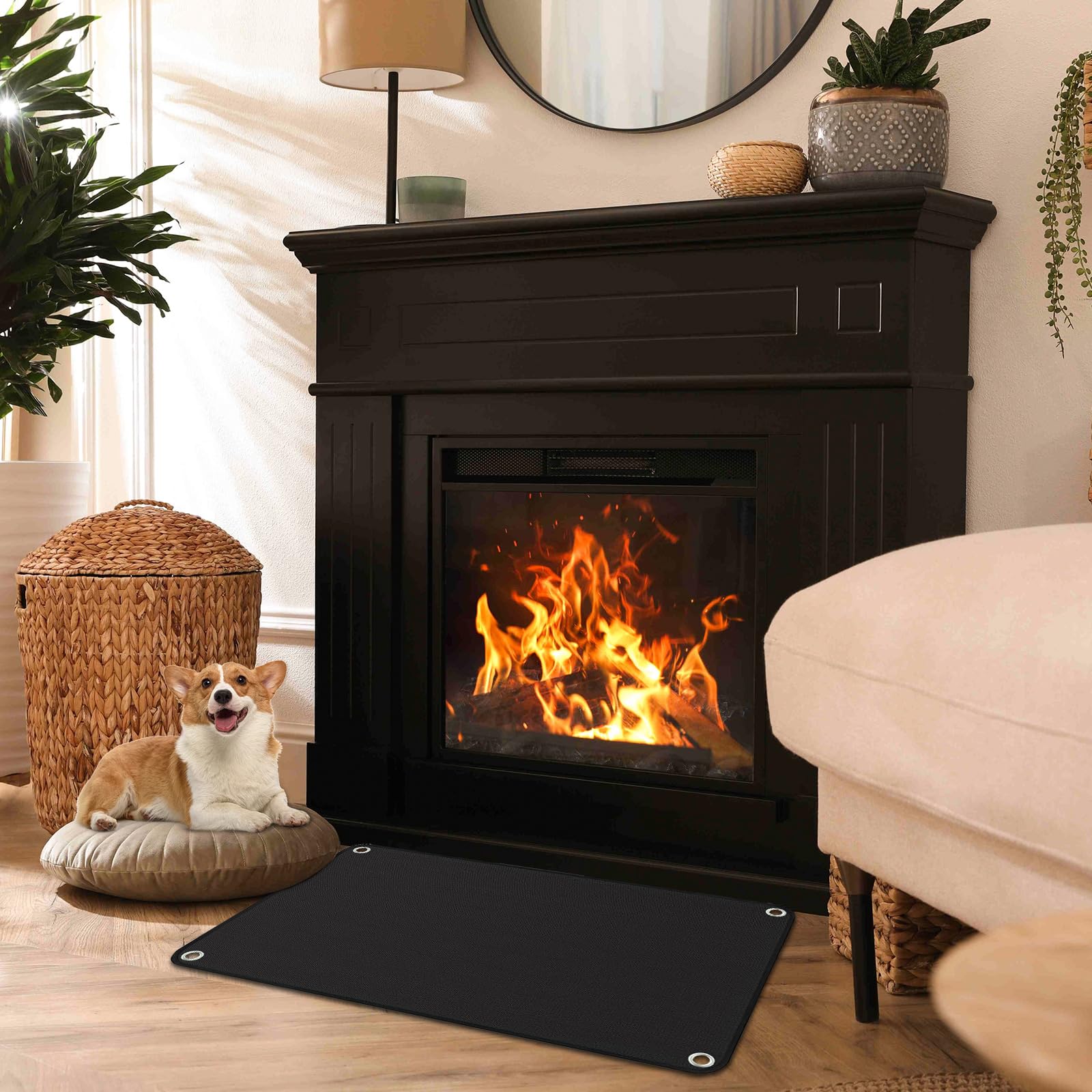 Alfombra Ignifuga para Chimenea, Alfombra Chimenea Ignifuga, Protector Suelo Chimenea, Alfombra de Fibra de Vidrio recubierta de Silicona, Alfombra Ignífuga para Chimenea y Estufa (100 * 180CM)
