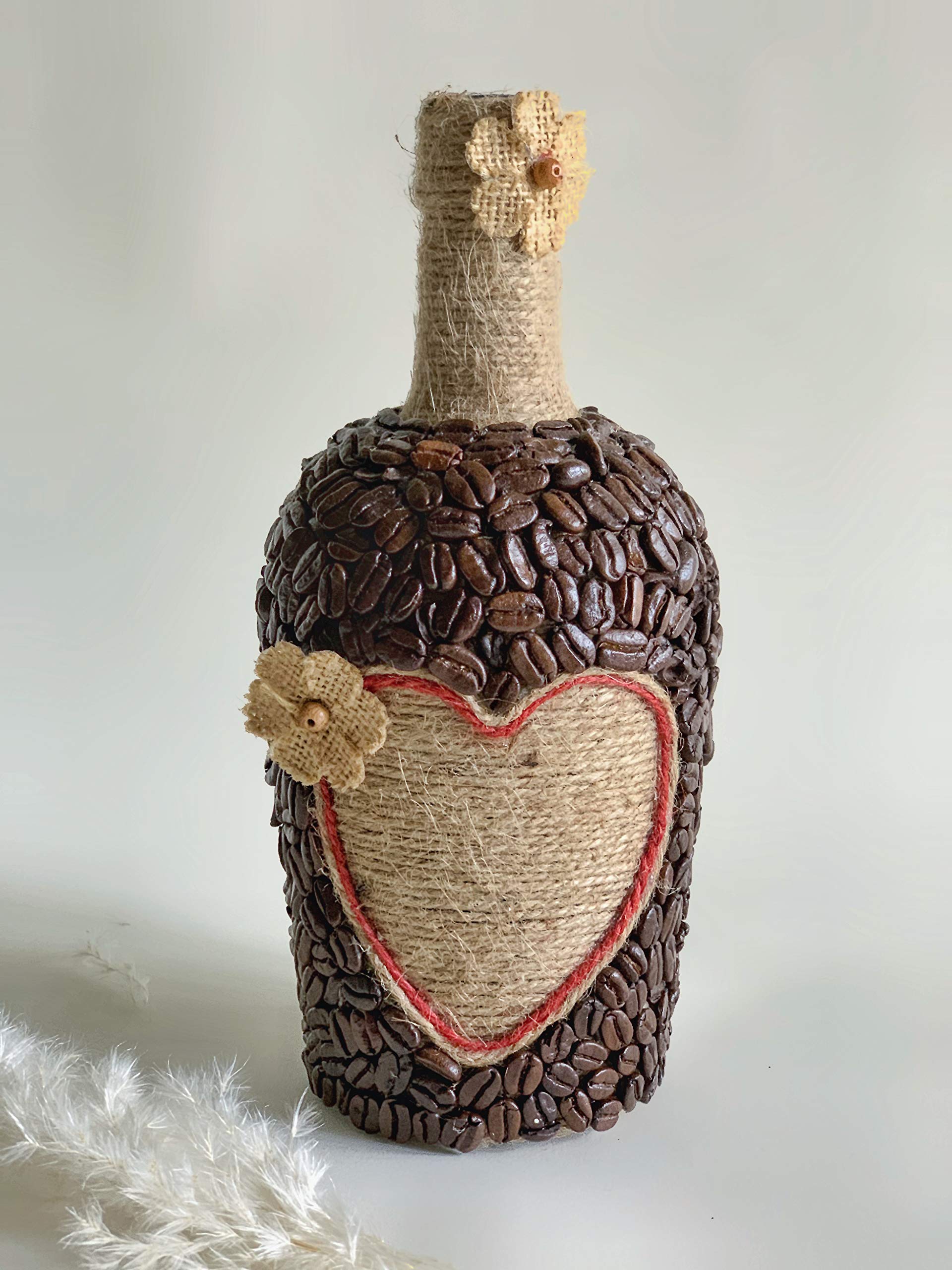 Decorated Bottles. Wine Glass Bottles. Decoupage Bottles. Home Decor. Centerpieces. Vases. Handmade Art. Displays. Shelf Decorations. Table Display. Unique Gift.