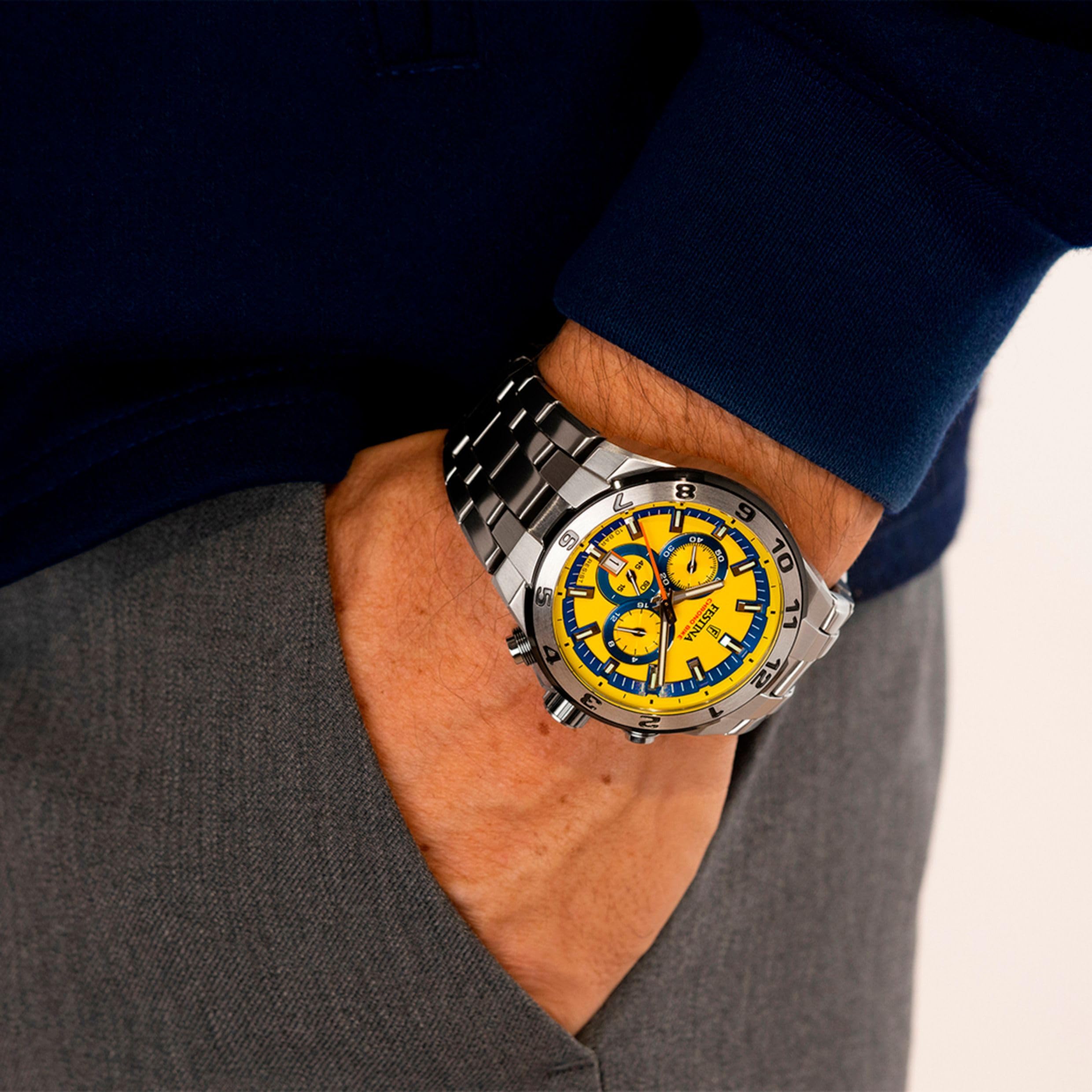 Festina Herrenuhr Chrono Bike Blau mit Edelstahlarmband