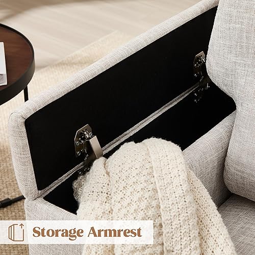 Miniatura 6 de Silla decorativa con reposabrazos, modernas sillas tapizadas para sala de estar, sillón grande cómodo, sofá individual de tela para dormitorio