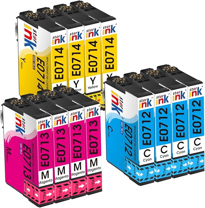 Lot De 12 Cartouches D'encre Compatibles EPSON T0711 T0712 T0713 T0714 - Non OEM - Multicolore