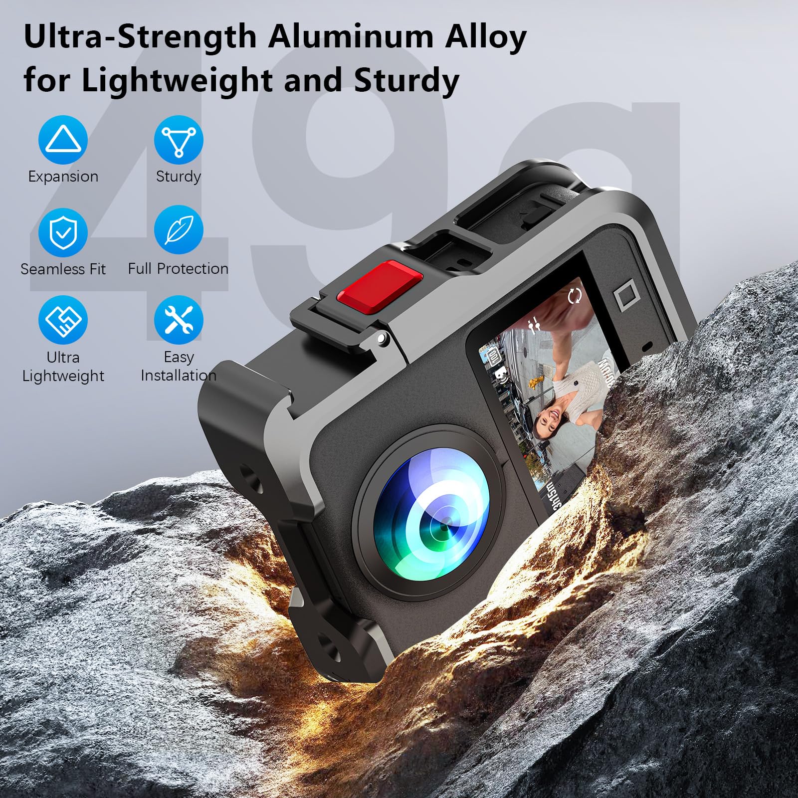 AMAZEAR Boîtier en métal pour accessoires DJI Osmo 360, protection en alliage d'aluminium avec plusieurs supports d'expansion, caméra Osmo360 avec 2 protections de lentilles en silicone