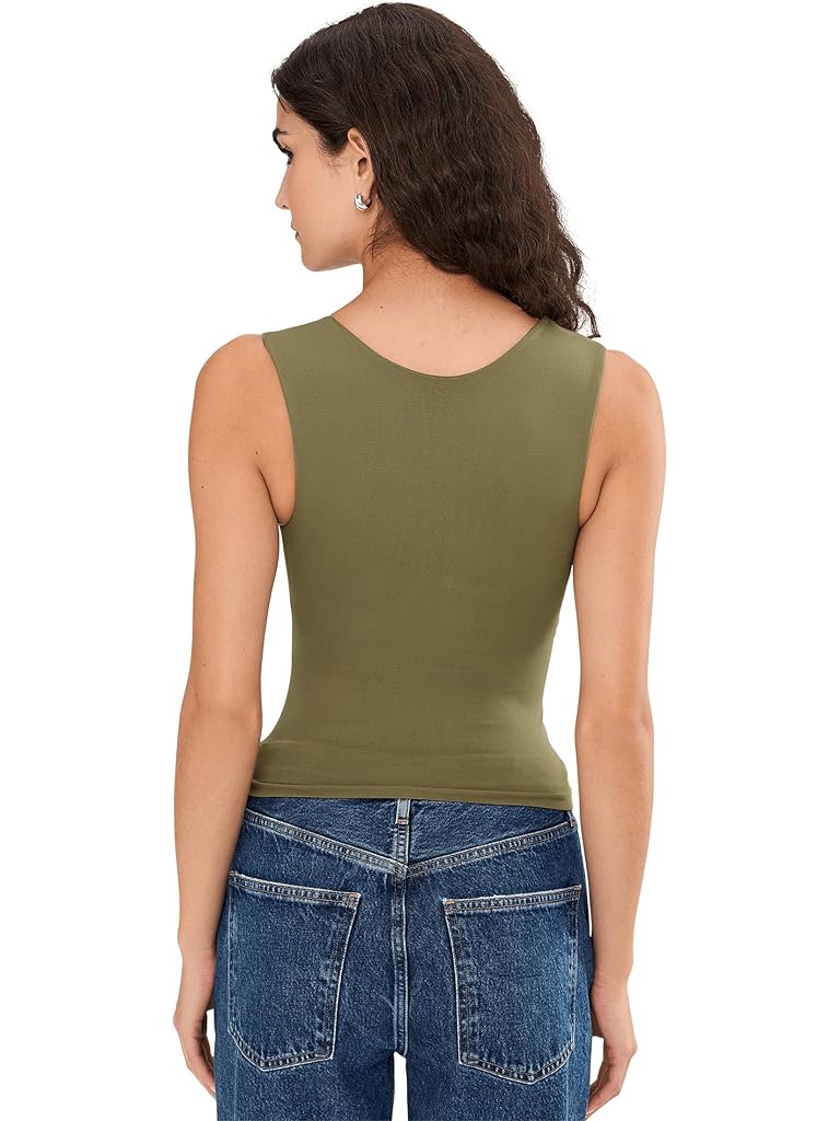 Green Free People Clean Lines Muscle Cami