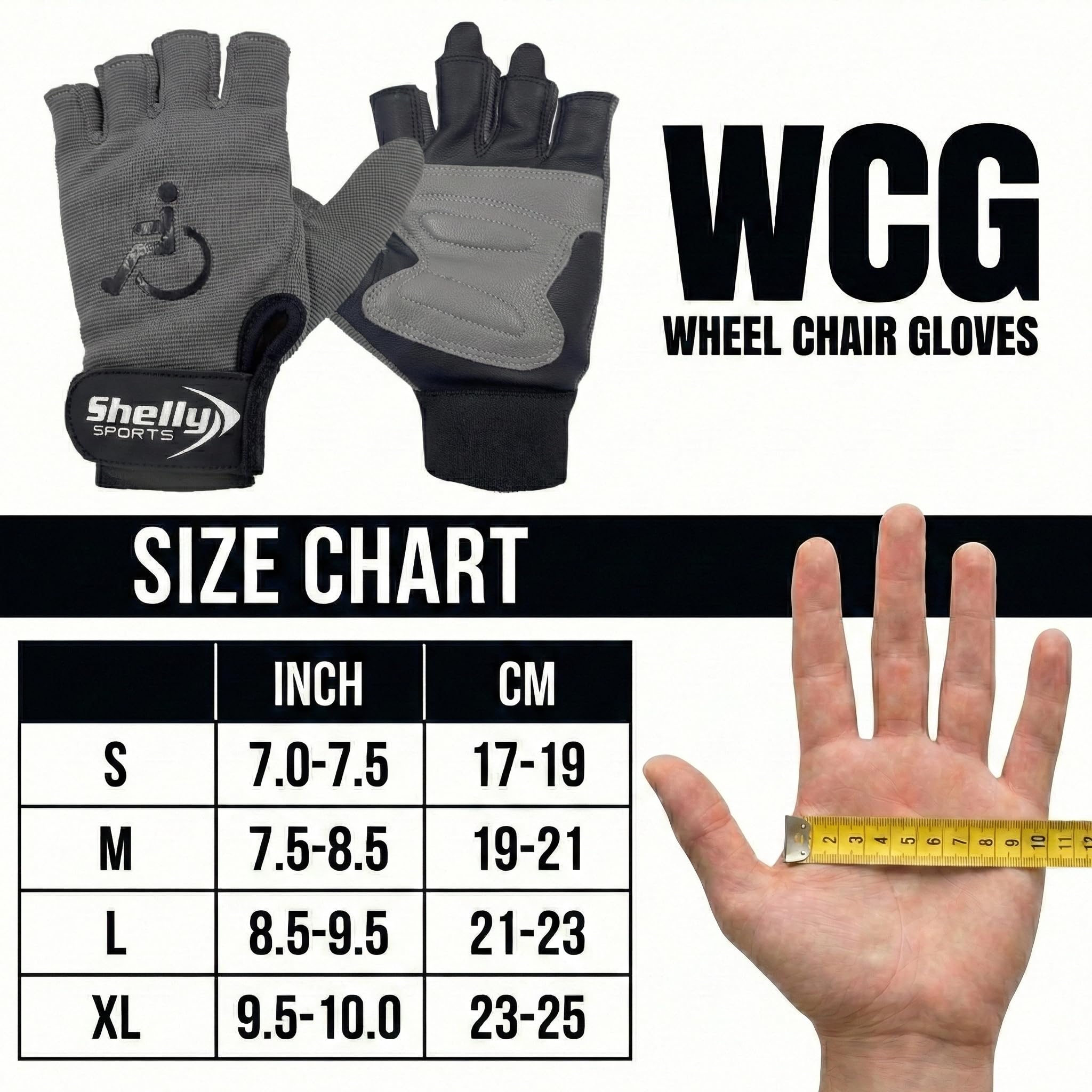 Gants de fauteuil roulant en cuir véritable paume rembourrée sans doigts antidérapants cyclisme légers M