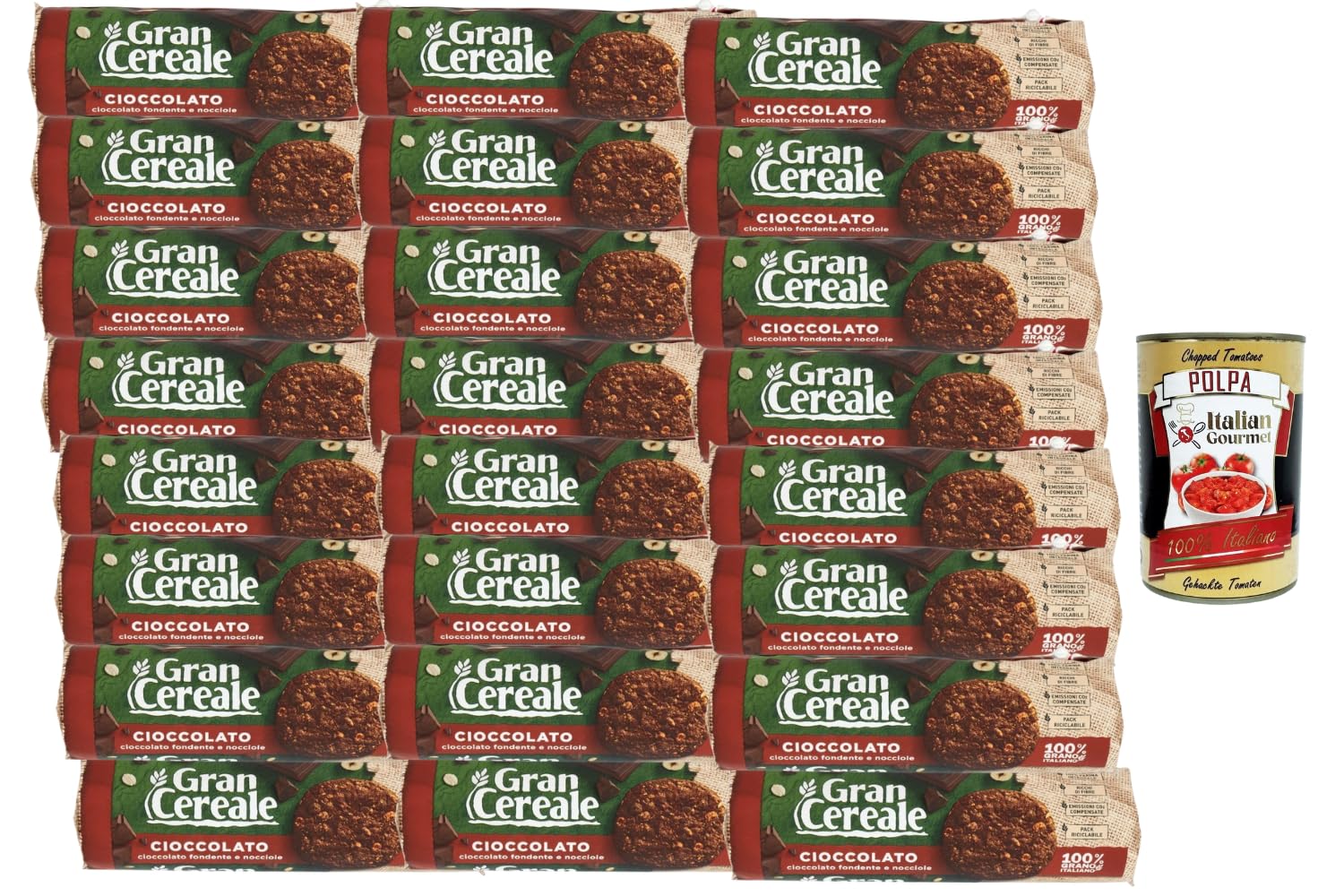 Italian Gourmet Schokokekse Zartbitter Haselnuss 24 x 230g 5,52kg mit Polpa | 24 Vorratspackungen ergeben 5,52kg – mit Zartbitterschokolade und Haselnüssen für Büro, Kaffee, Gäste und unterwegs