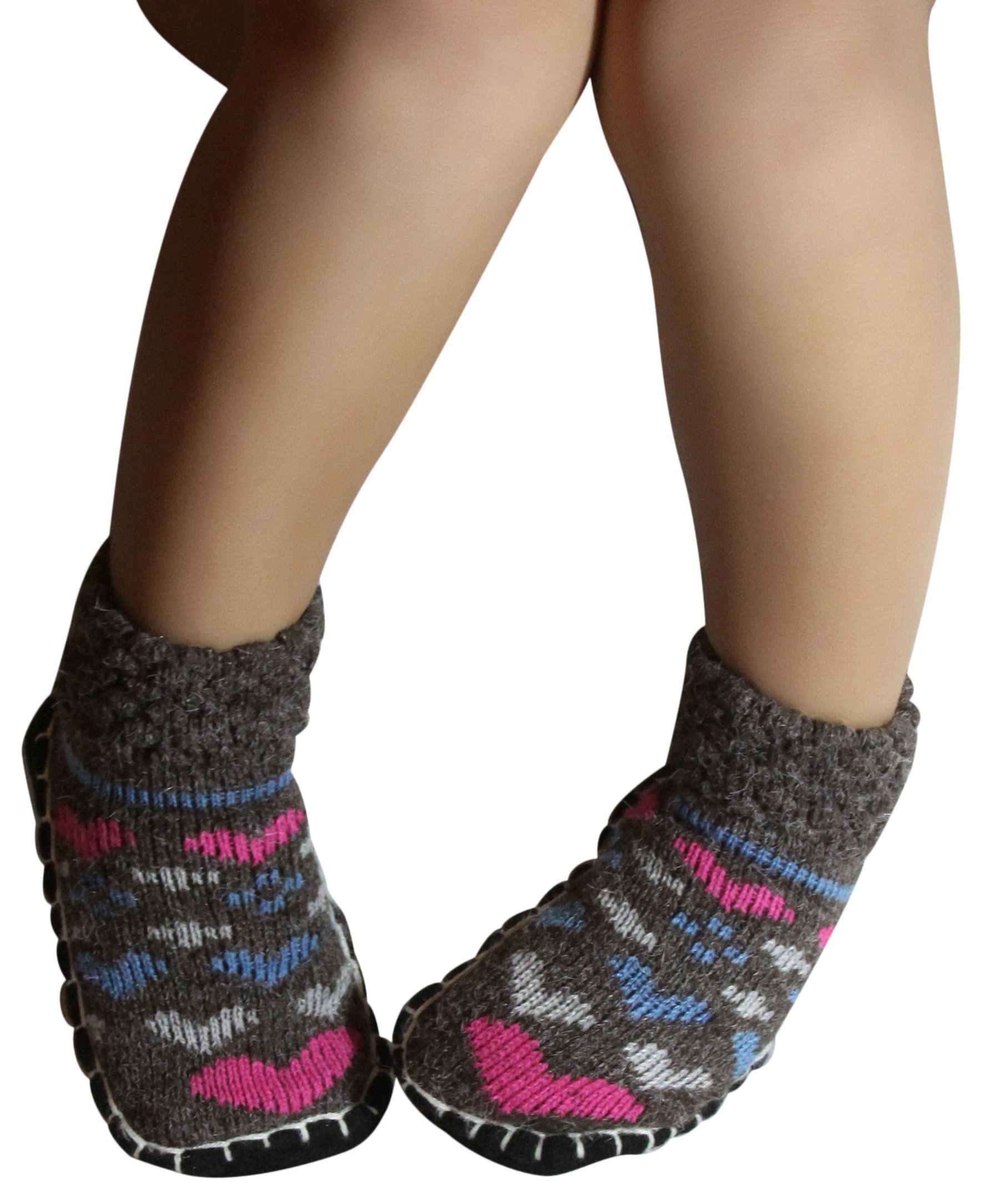 ToBeInStyle Baby Girls' Pack of 6 Zigzag Sock Shoes with Grip - Hearts - Medium