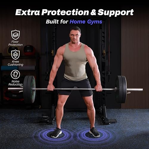 Miniatura 3 de AIRHOP Alfombrillas de equipo de ejercicio de 0.56 pulgadas de grosor de 48 pies cuadrados, 12 azulejos superiores de goma mejorados con espuma EVA