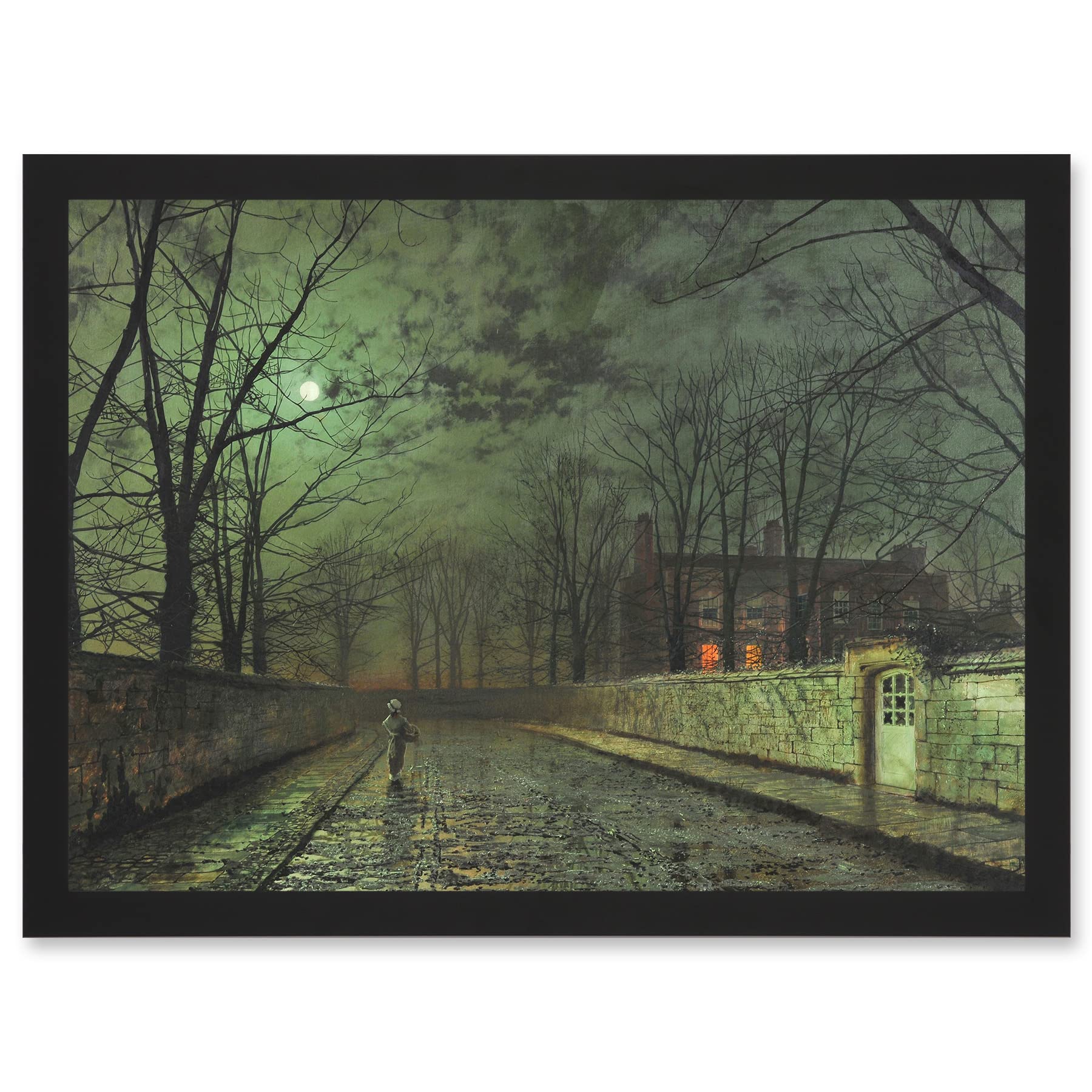 Artery8 John Atkinson Grimshaw Moonlit Street Old Master Painting Artwork Framed Wall Art Print A4